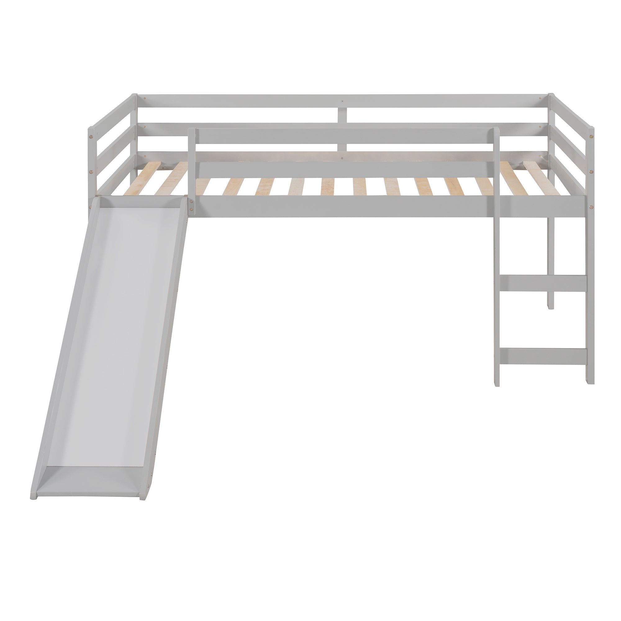 Loft Bed with Slide, Multifunctional Design, Twin (Gray)