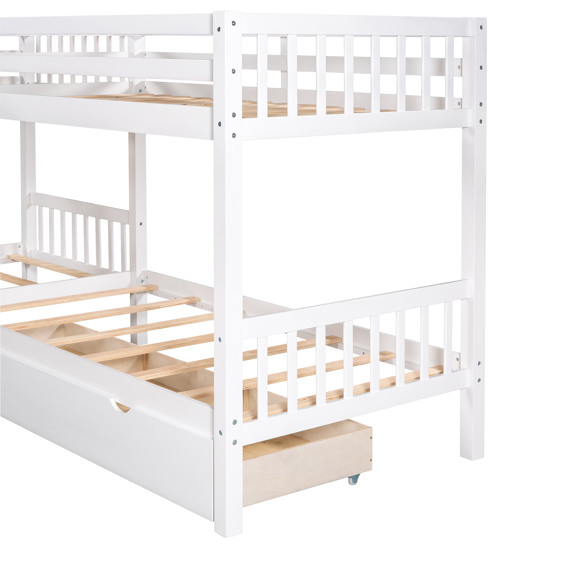 Twin L-Shaped Bunk bed with Drawers-Gray