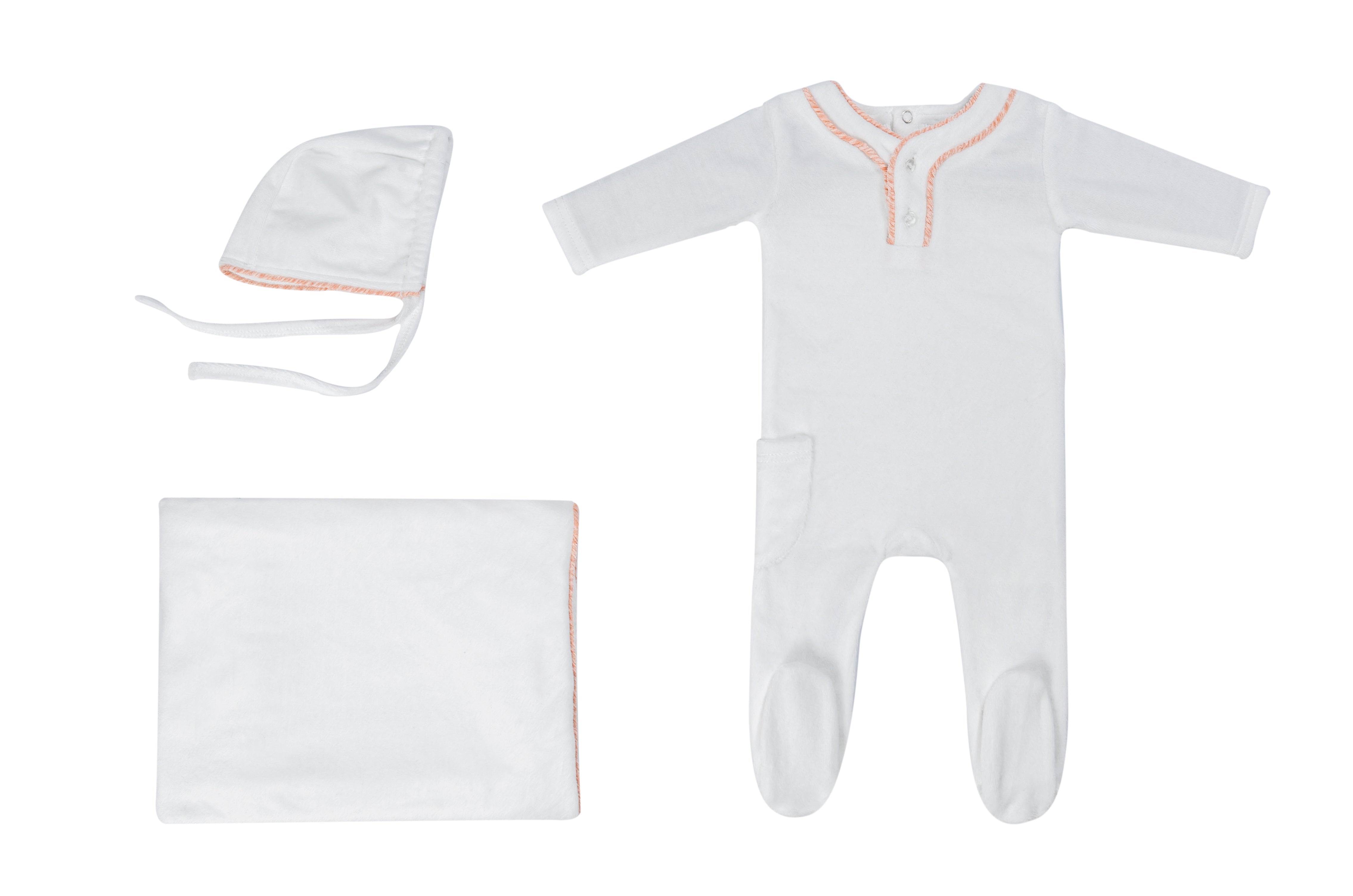 Velour Trimmed Footie Set by Cadeau Baby