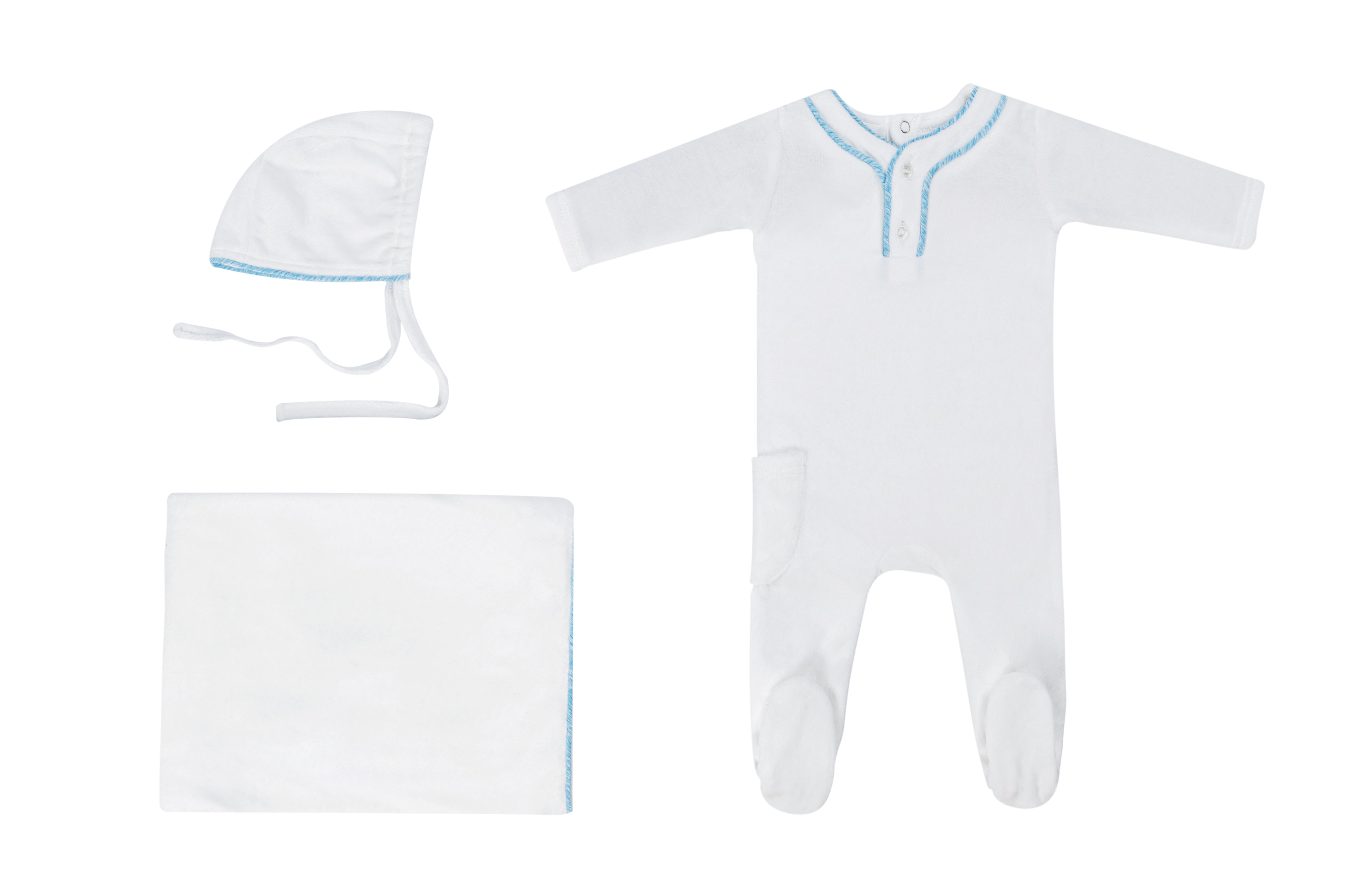 Velour Trimmed Footie Set by Cadeau Baby