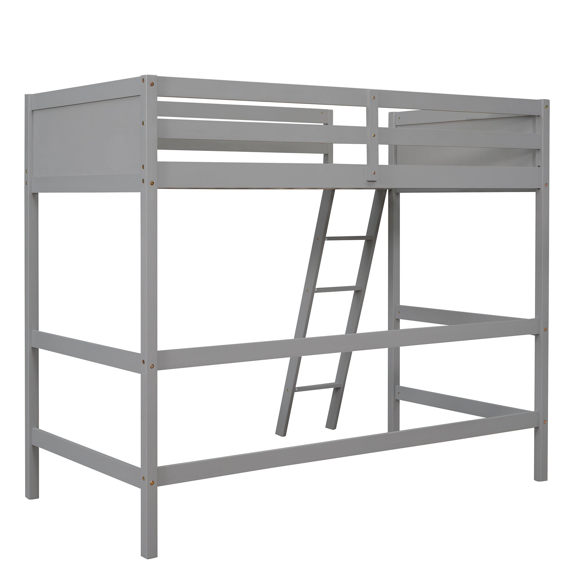 Solid Wood Twin Size Loft Bed with Ladder(Gray)