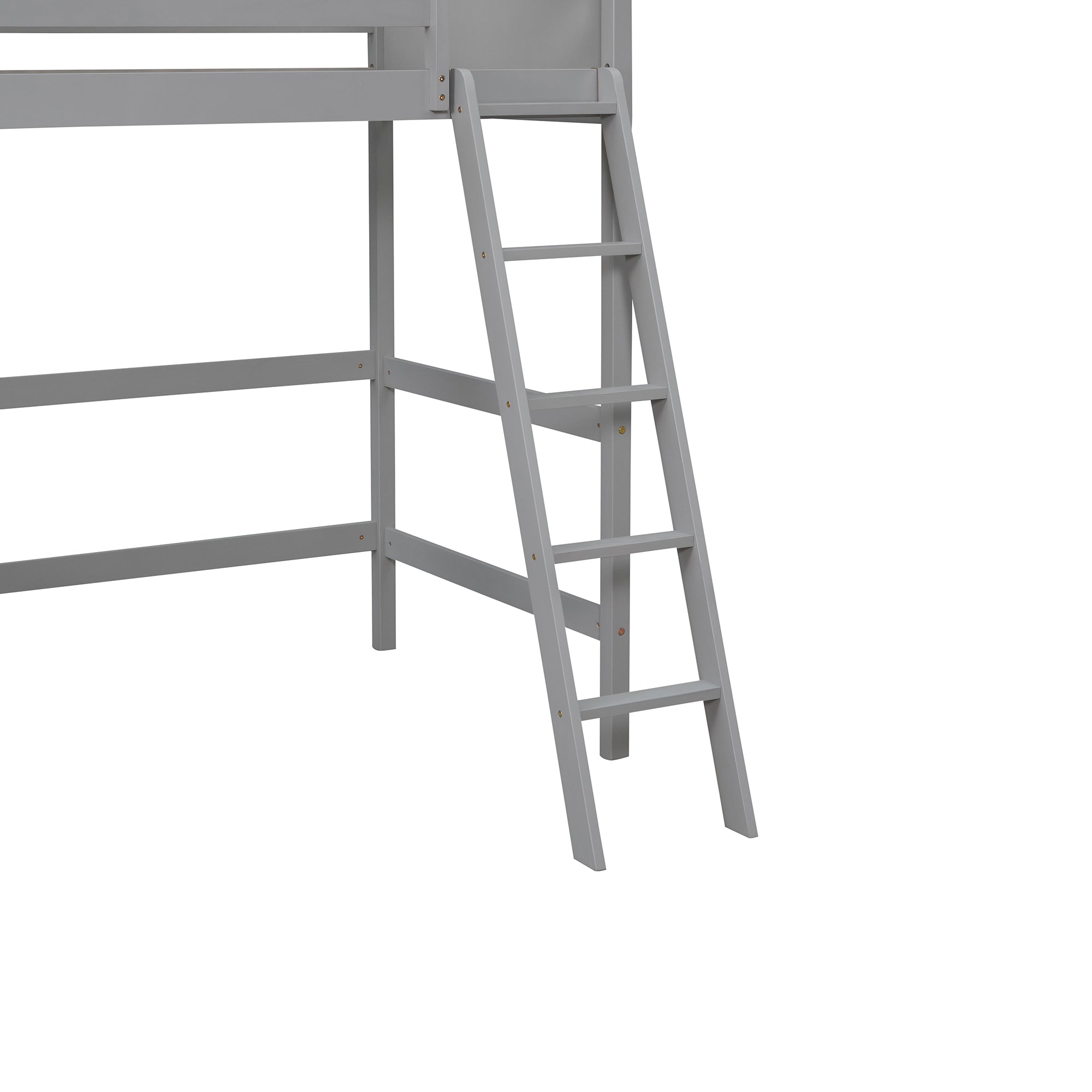 Solid Wood Twin Size Loft Bed with Ladder(Gray)