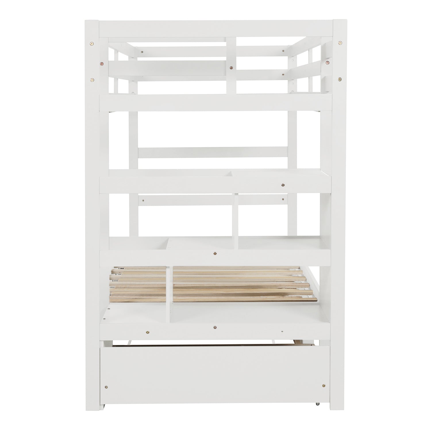 Twin over Twin/King (Irregular King Size) Bunk Bed with Twin Size Trundle, Extendable Bunk Bed   (White)