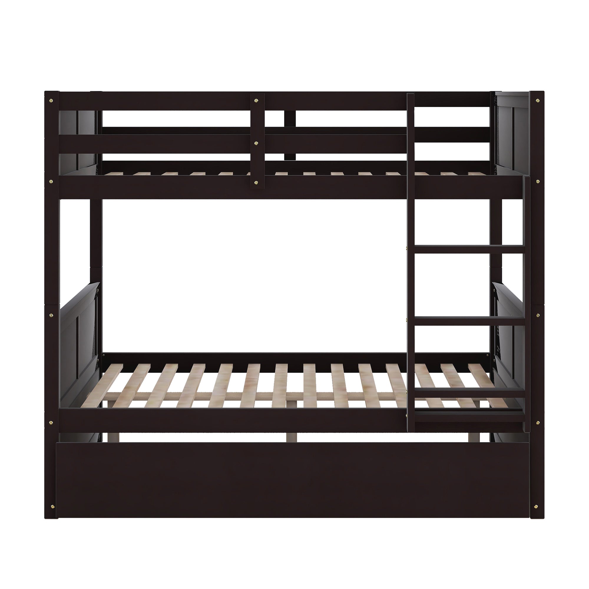 Full Over Full Bunk Bed with Twin Size Trundle, Espresso