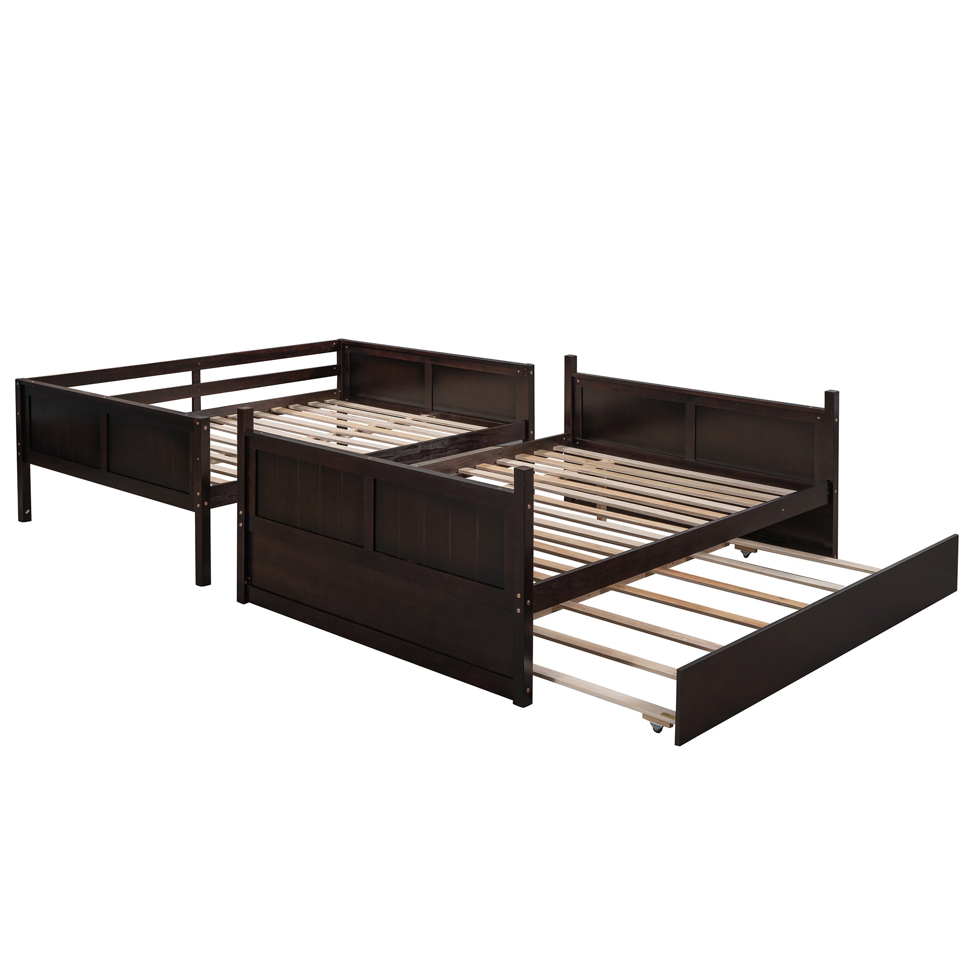 Full Over Full Bunk Bed with Twin Size Trundle, Espresso