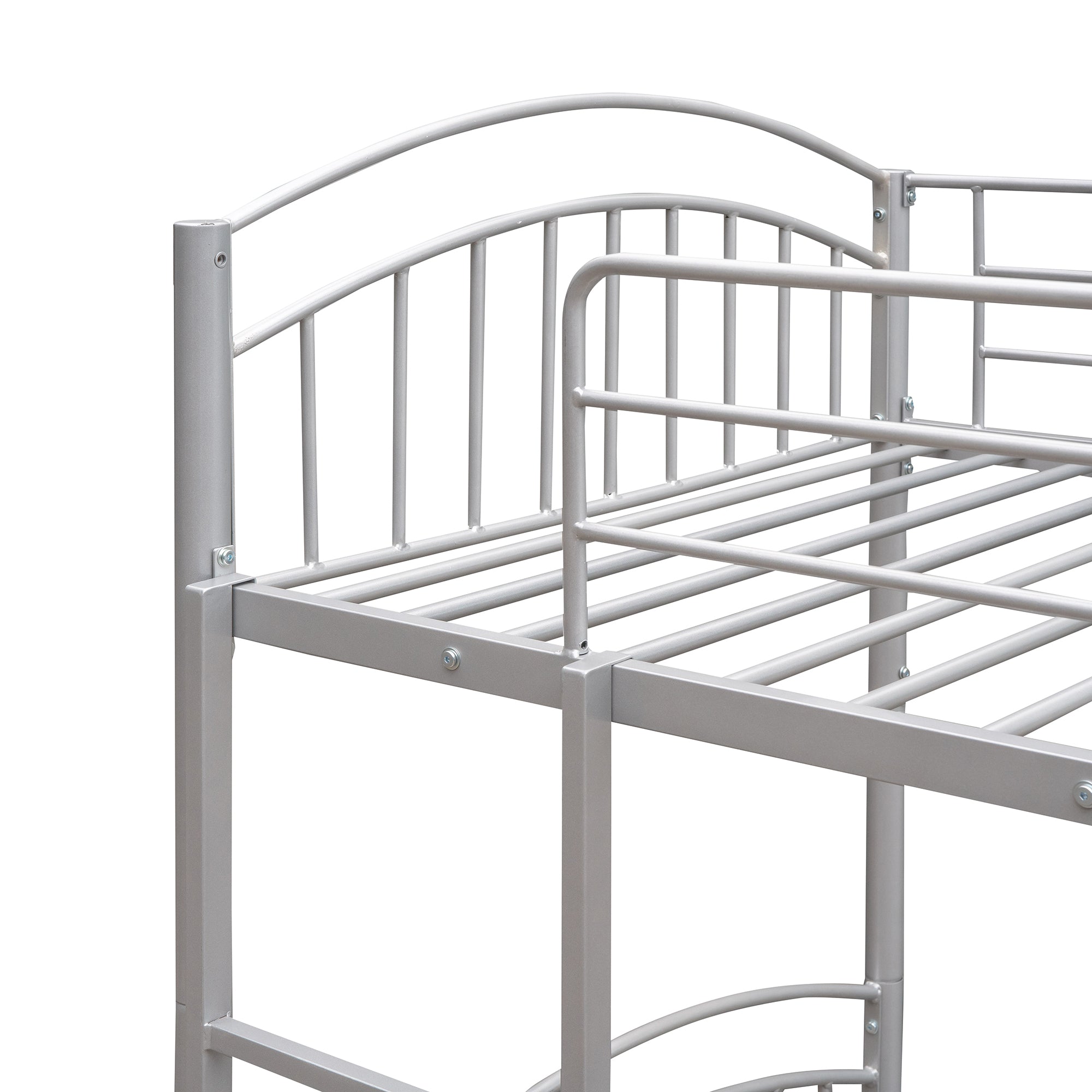 Twin Over Twin Metal Bunk Bed,Divided into Two Beds(Silver)