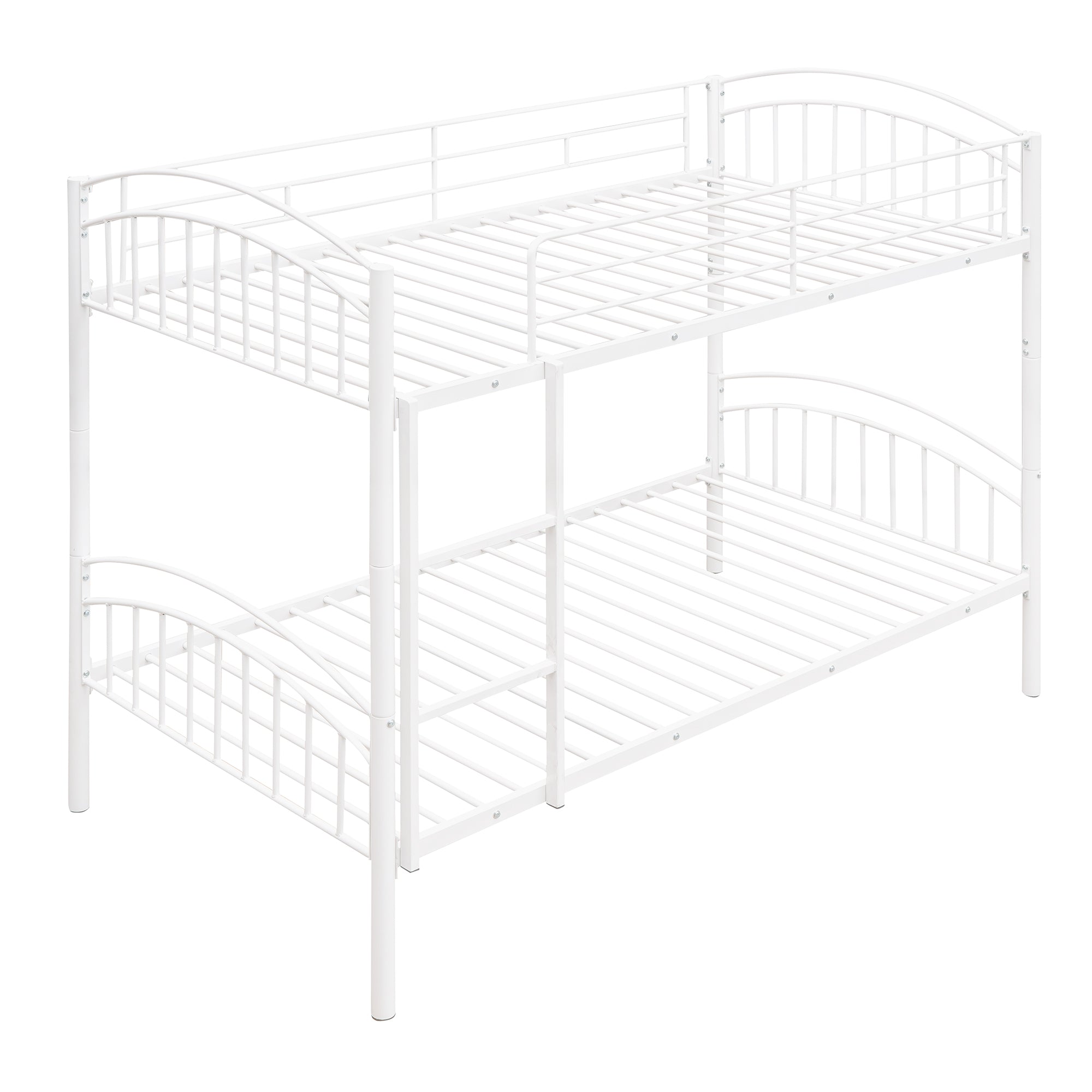 Twin Over Twin Metal Bunk Bed,Divided into Two Beds(White)