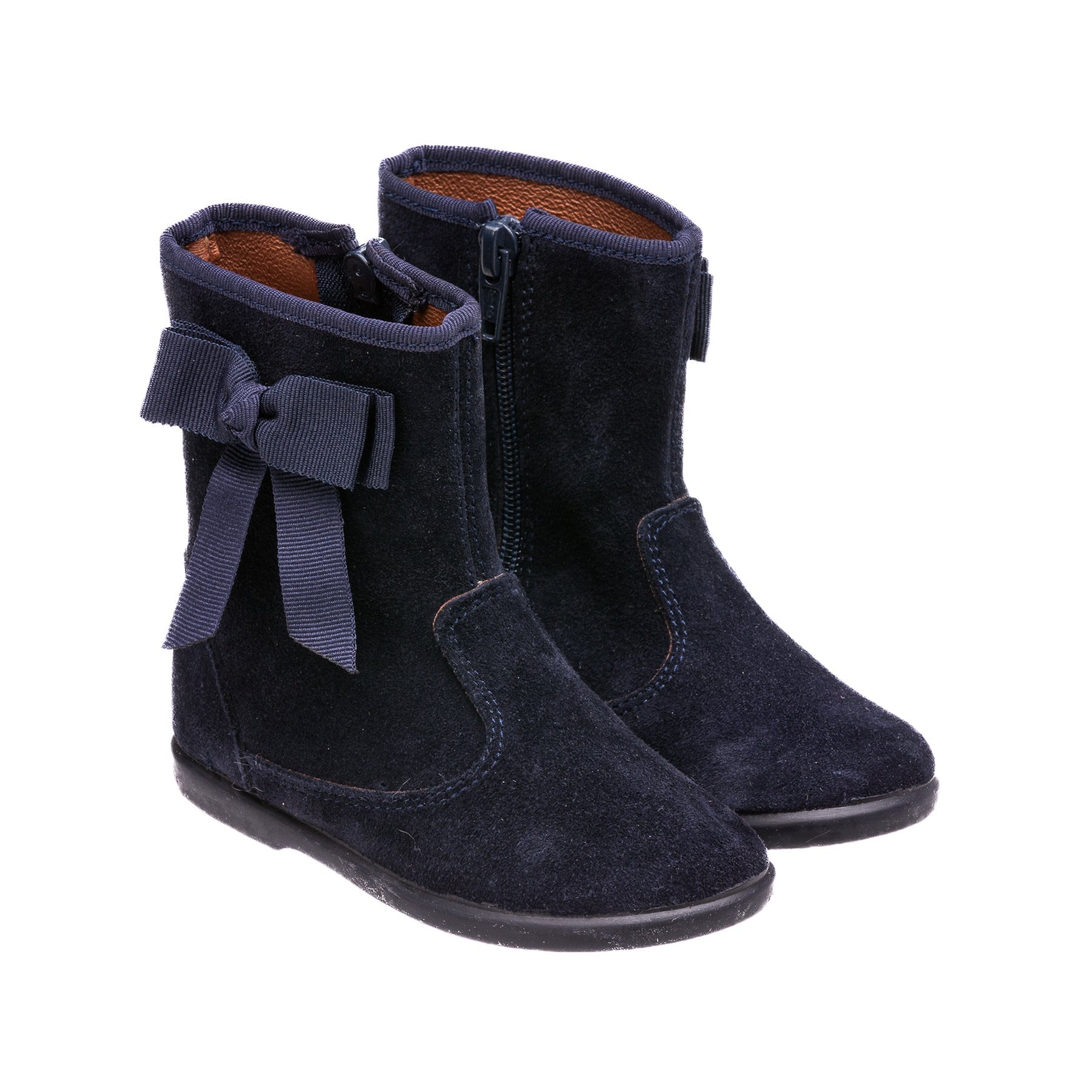 Boots With Bow Suede Navy