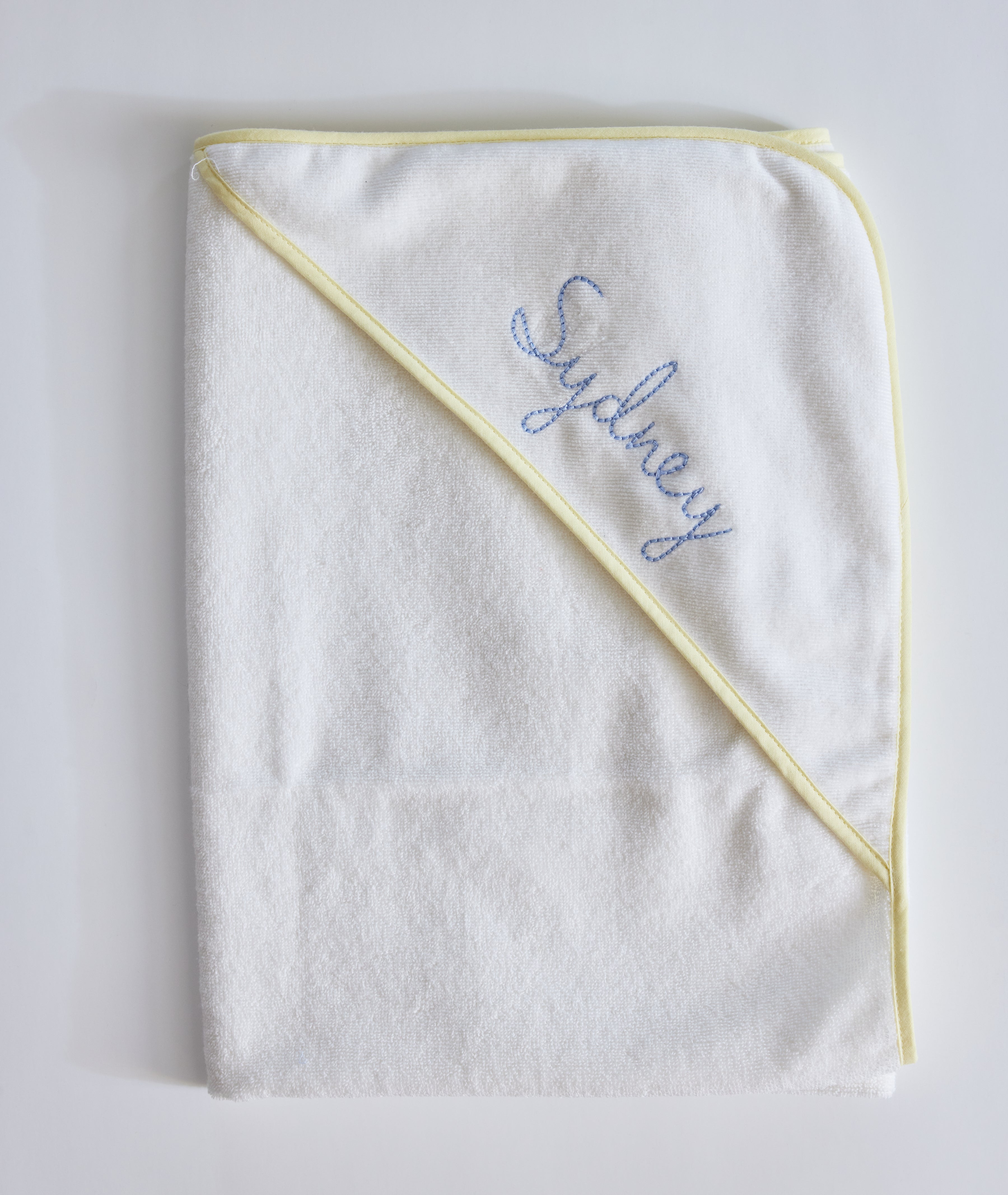 Lemon Piped Hooded Bath Towel & Washcloth Set