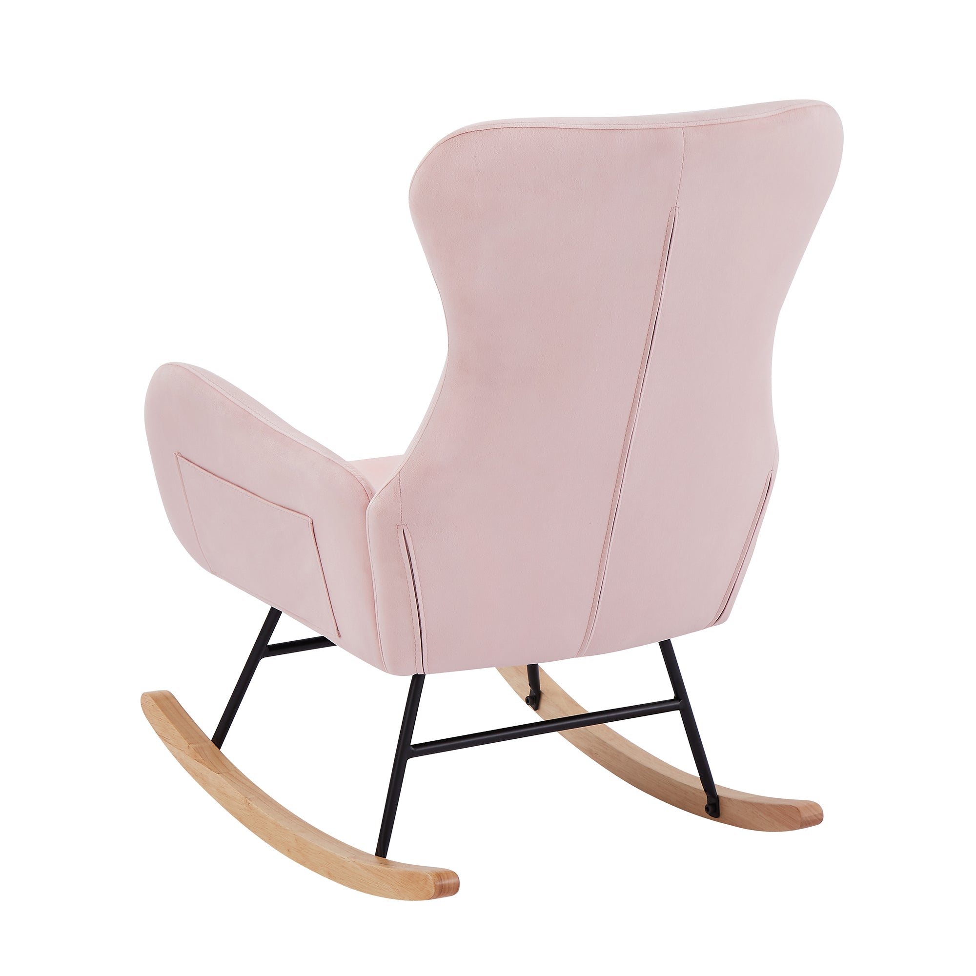 Pink velvet rocking chair