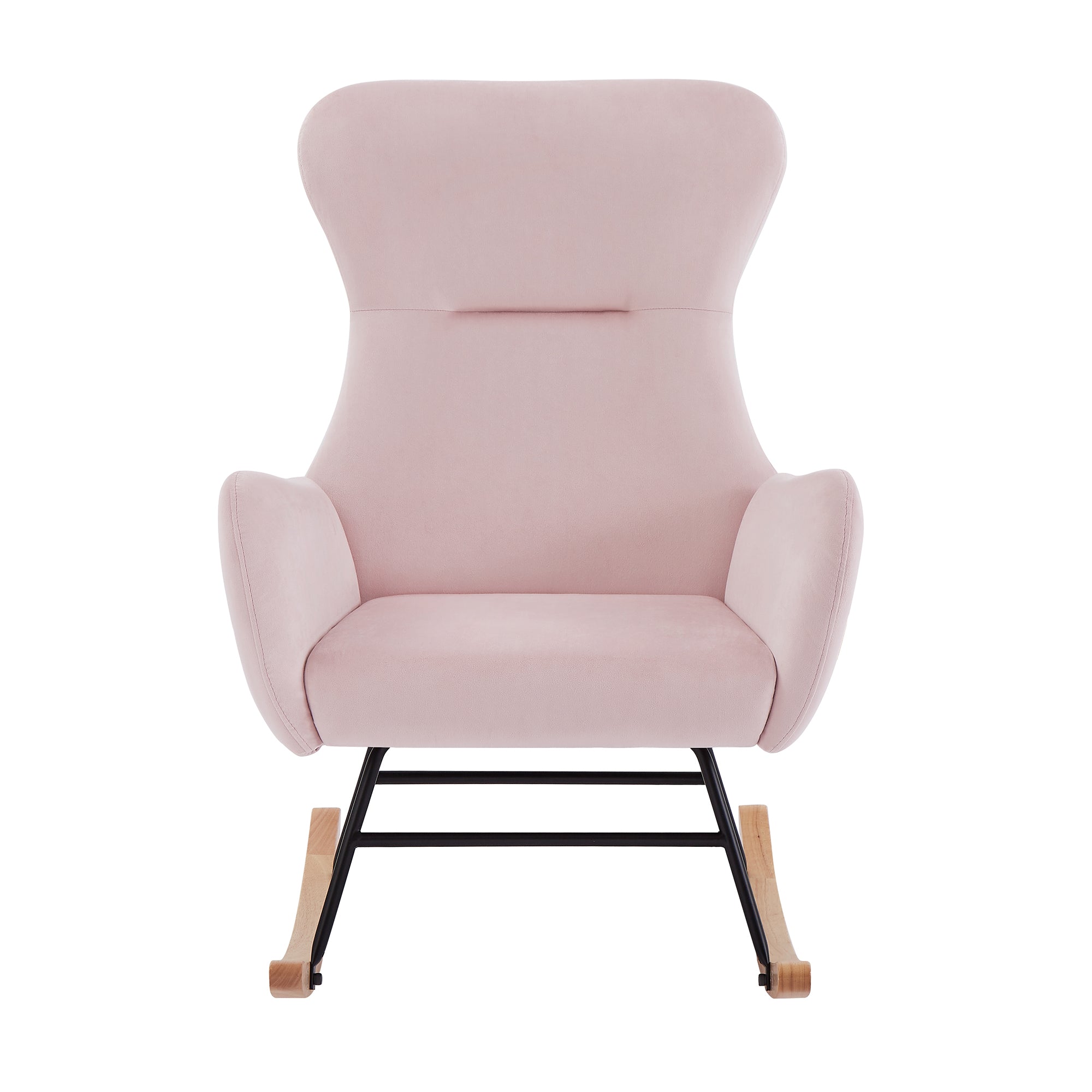 Pink velvet rocking chair