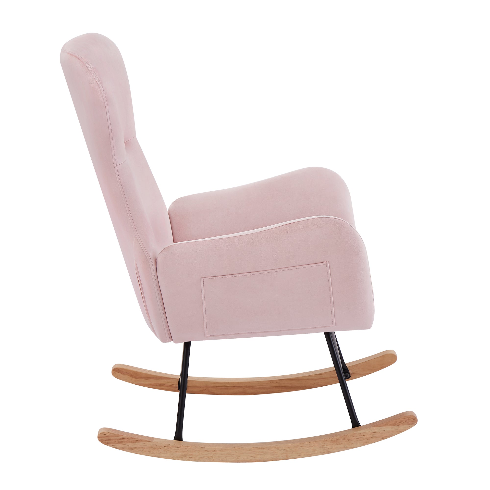 Pink velvet rocking chair