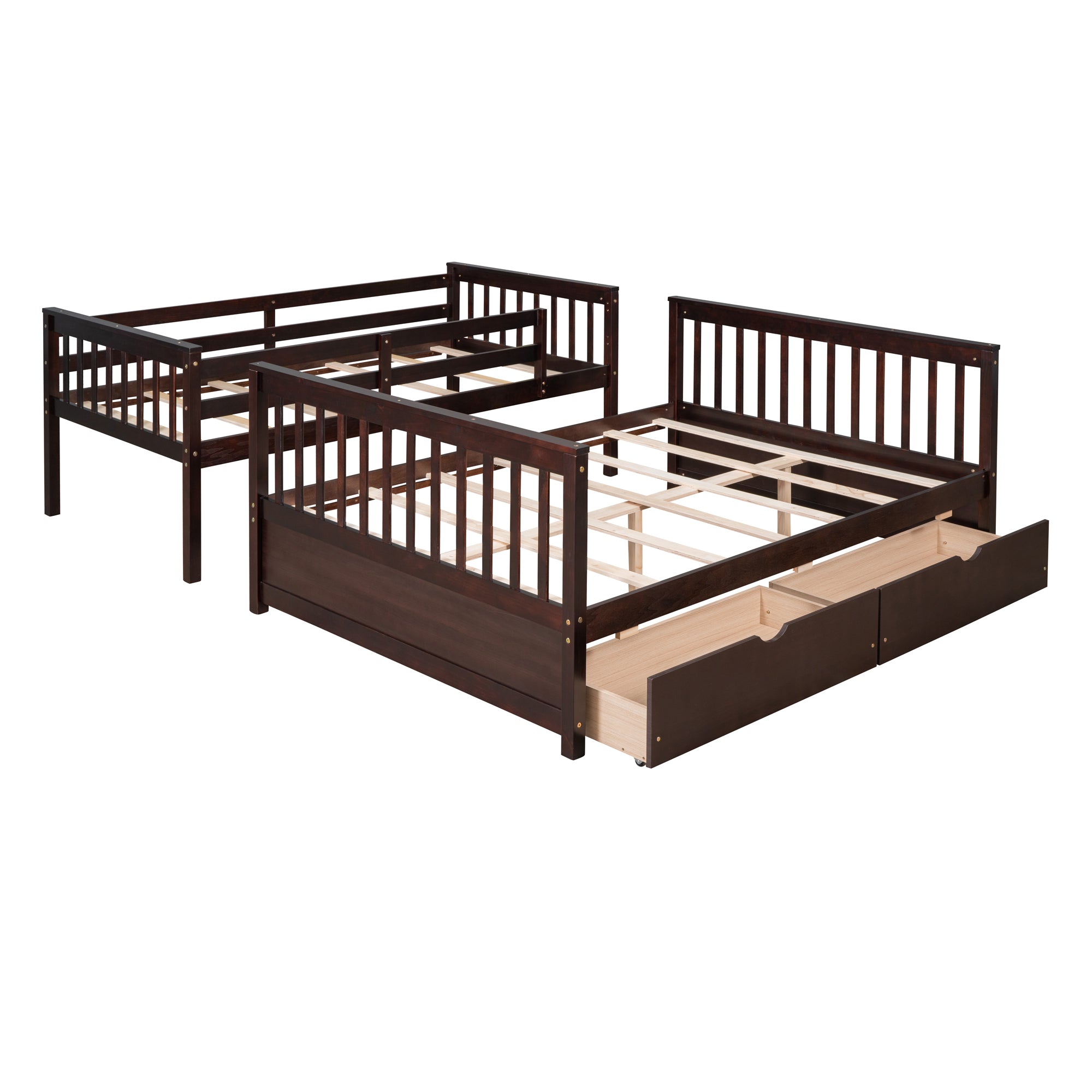 Twin-Over-Full Bunk Bed with Ladders and Two Storage Drawers(Espresso)