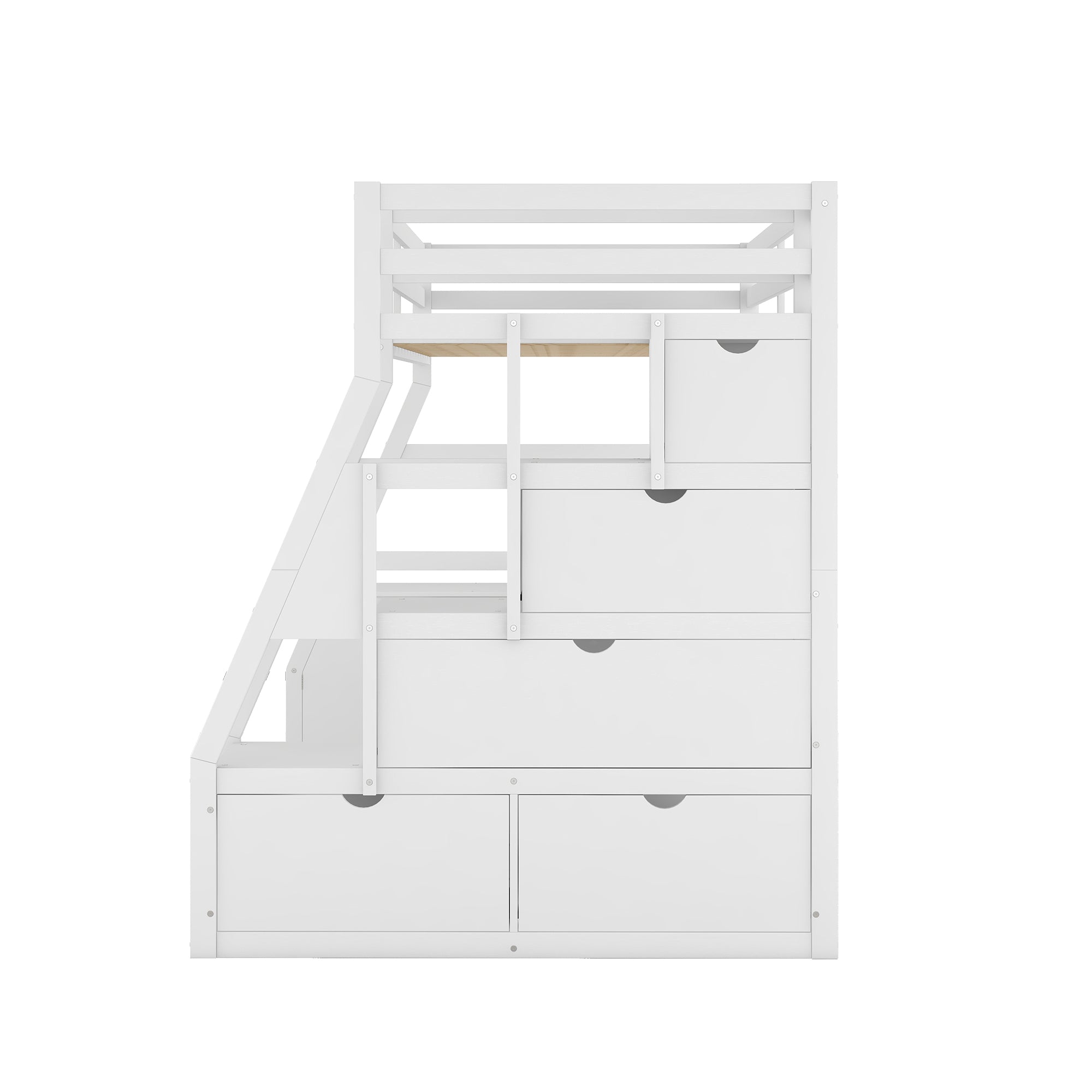 Twin Size Loft Bed with 7 Drawers 2 Shelves and Desk - White