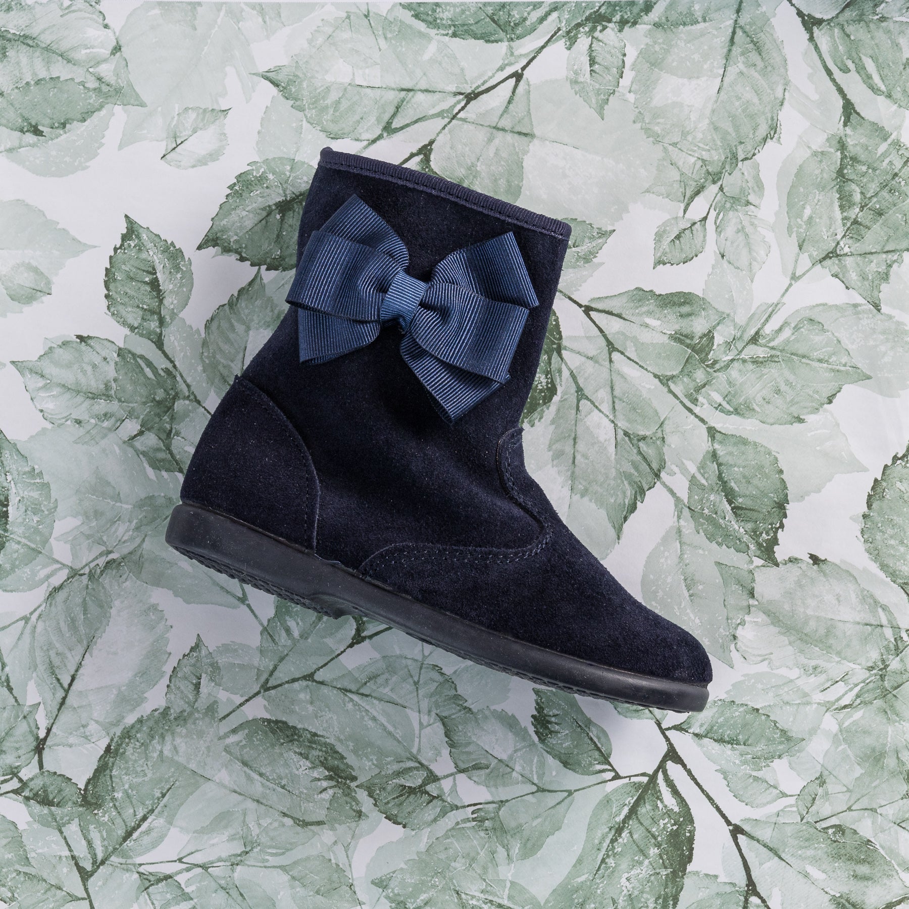 Boots With Bow Suede Navy