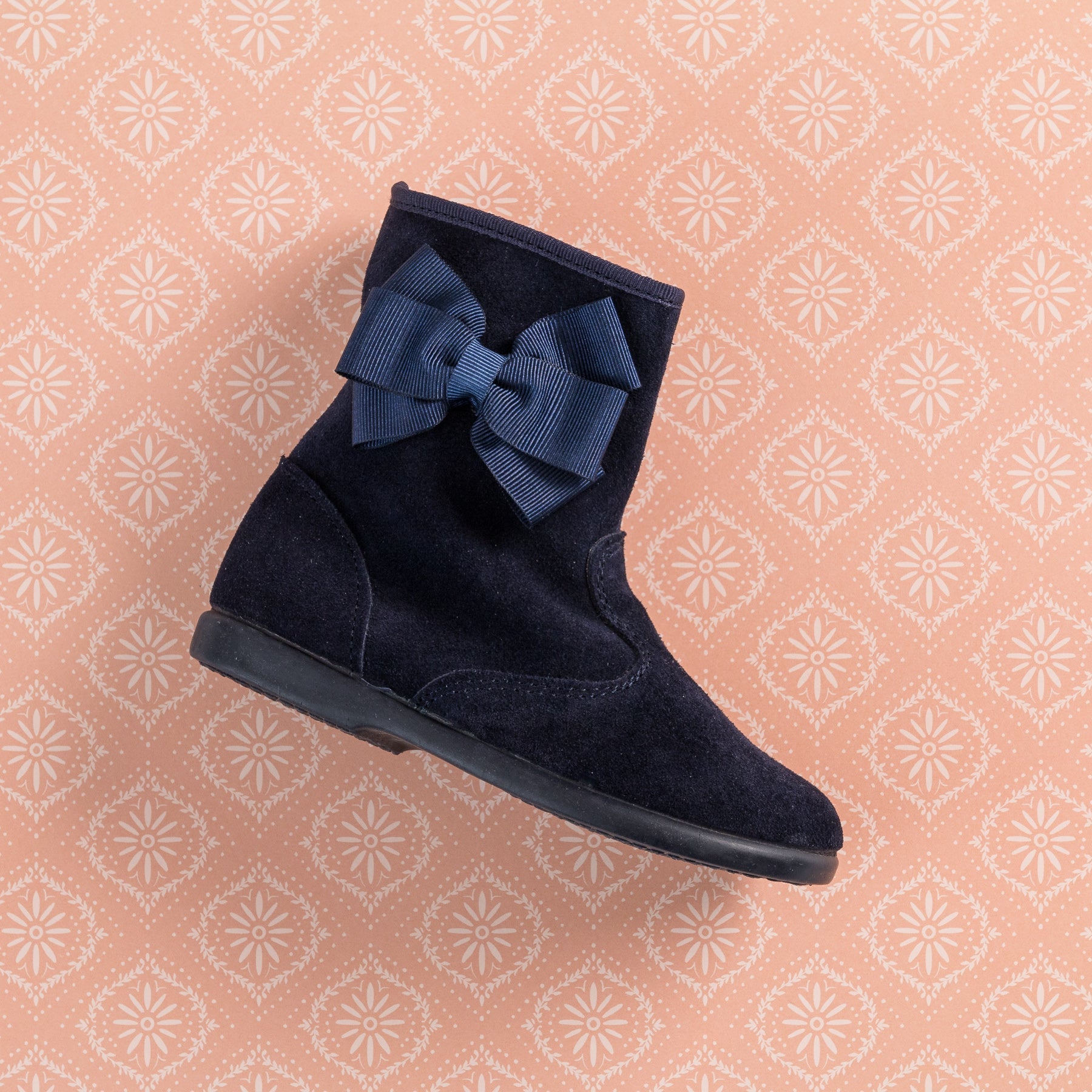 Boots With Bow Suede Navy