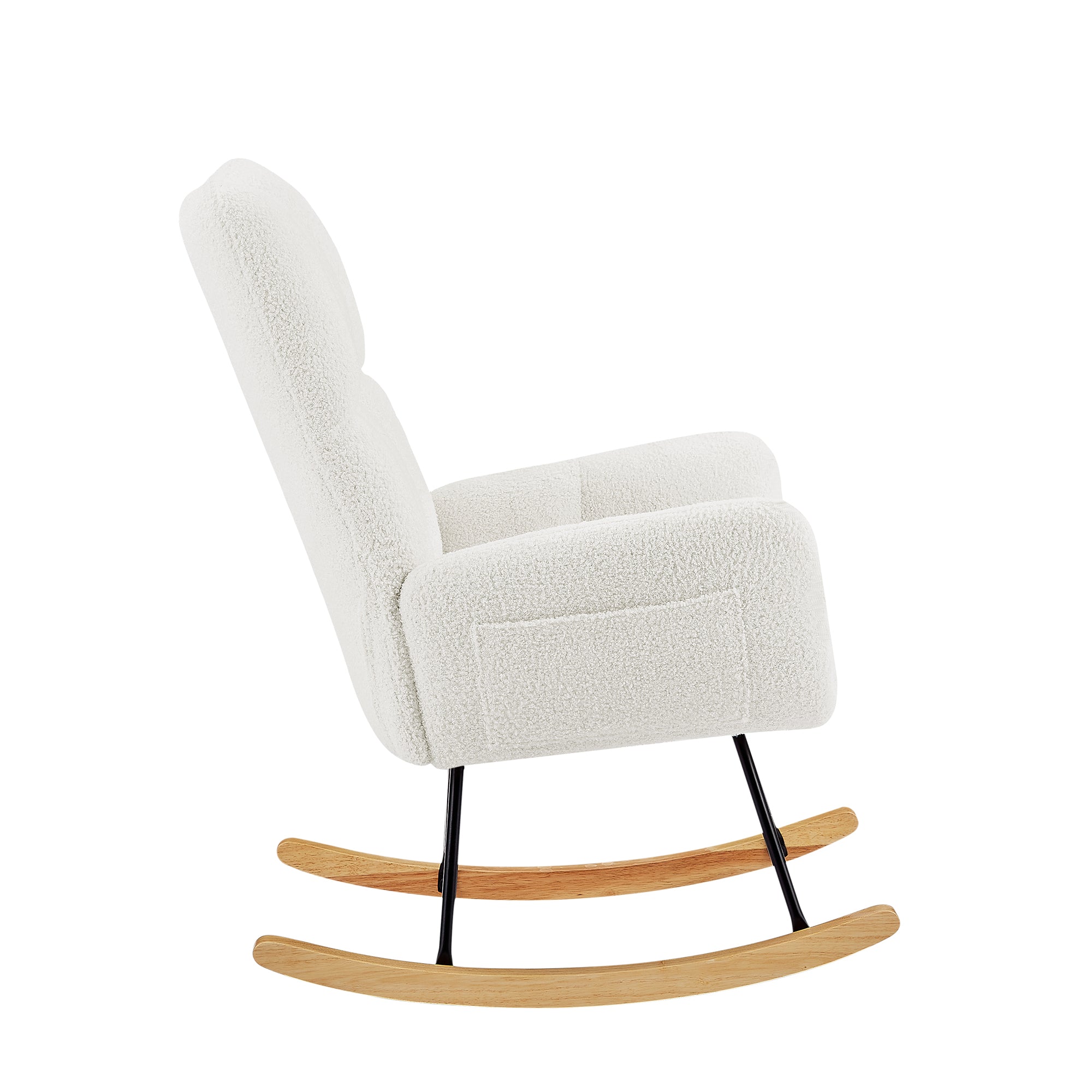 off white teddy fabric rocking chair