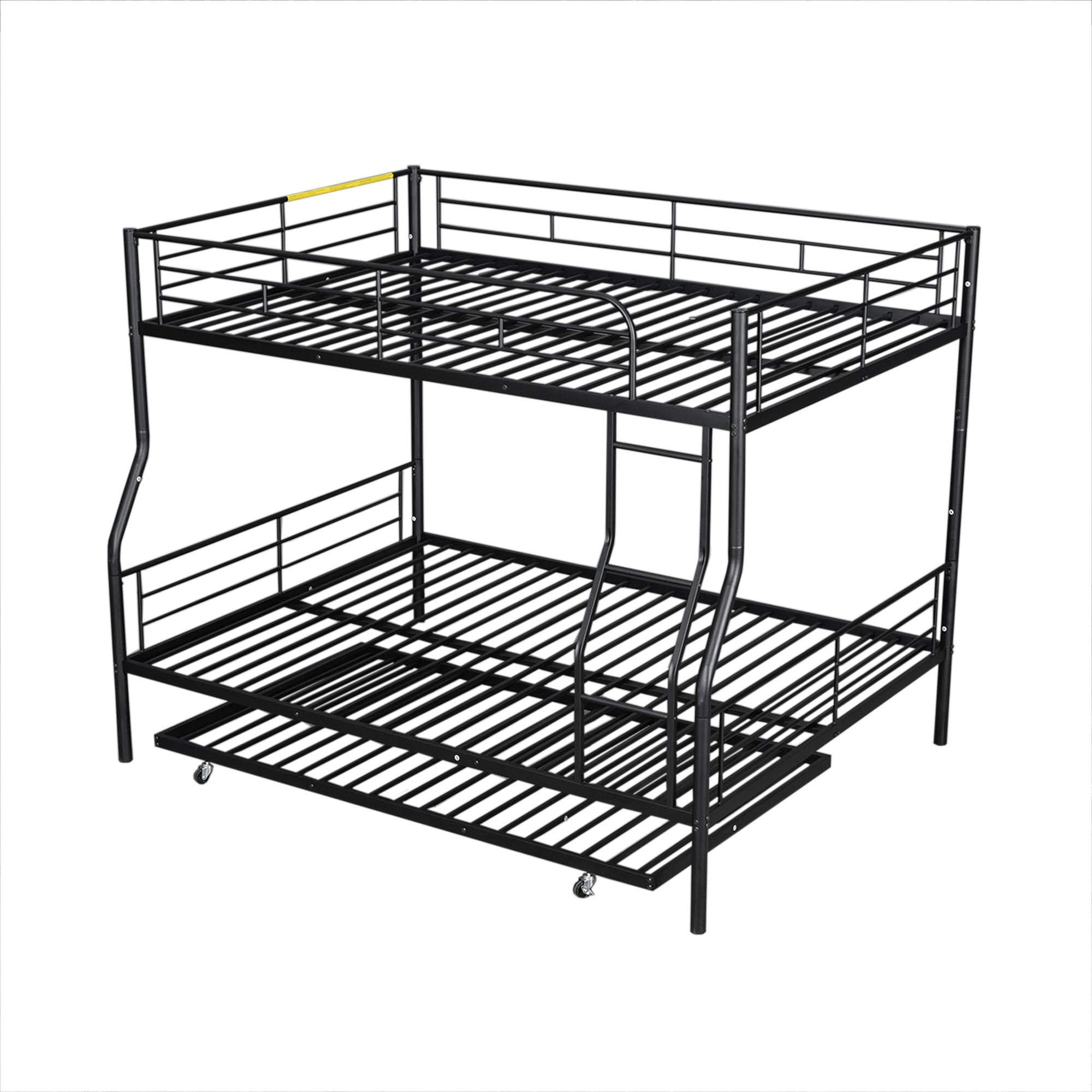 Full XL Over Queen Metal Bunk Bed with Trundle, Black