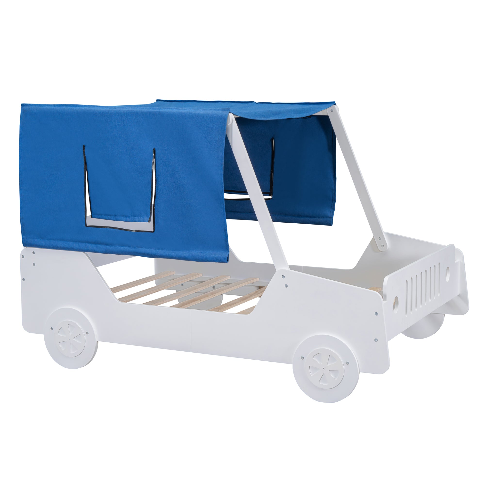 Full Size Car Shaped Bed with Tents,White