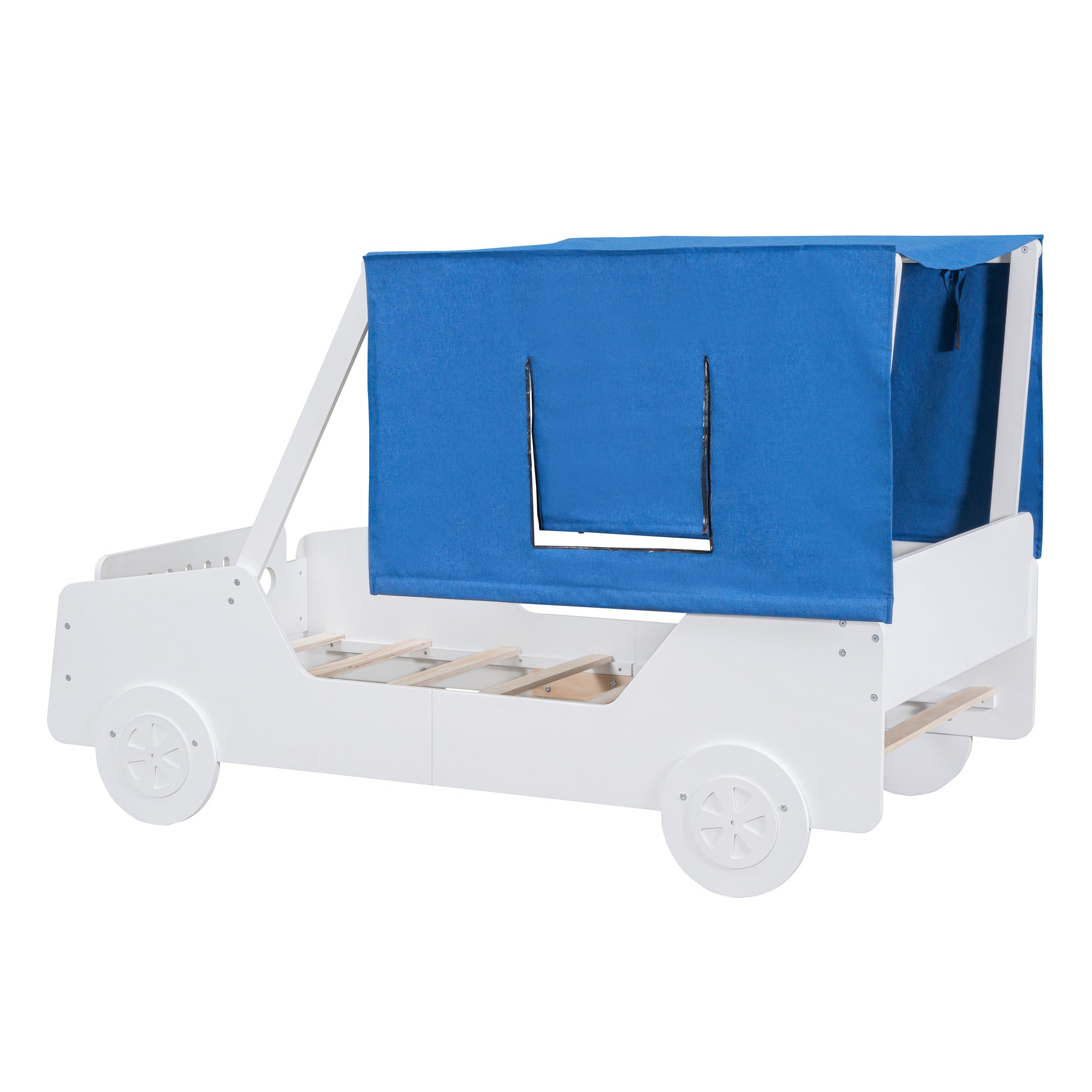 Twin Size Car Shaped Bed with Tents,White