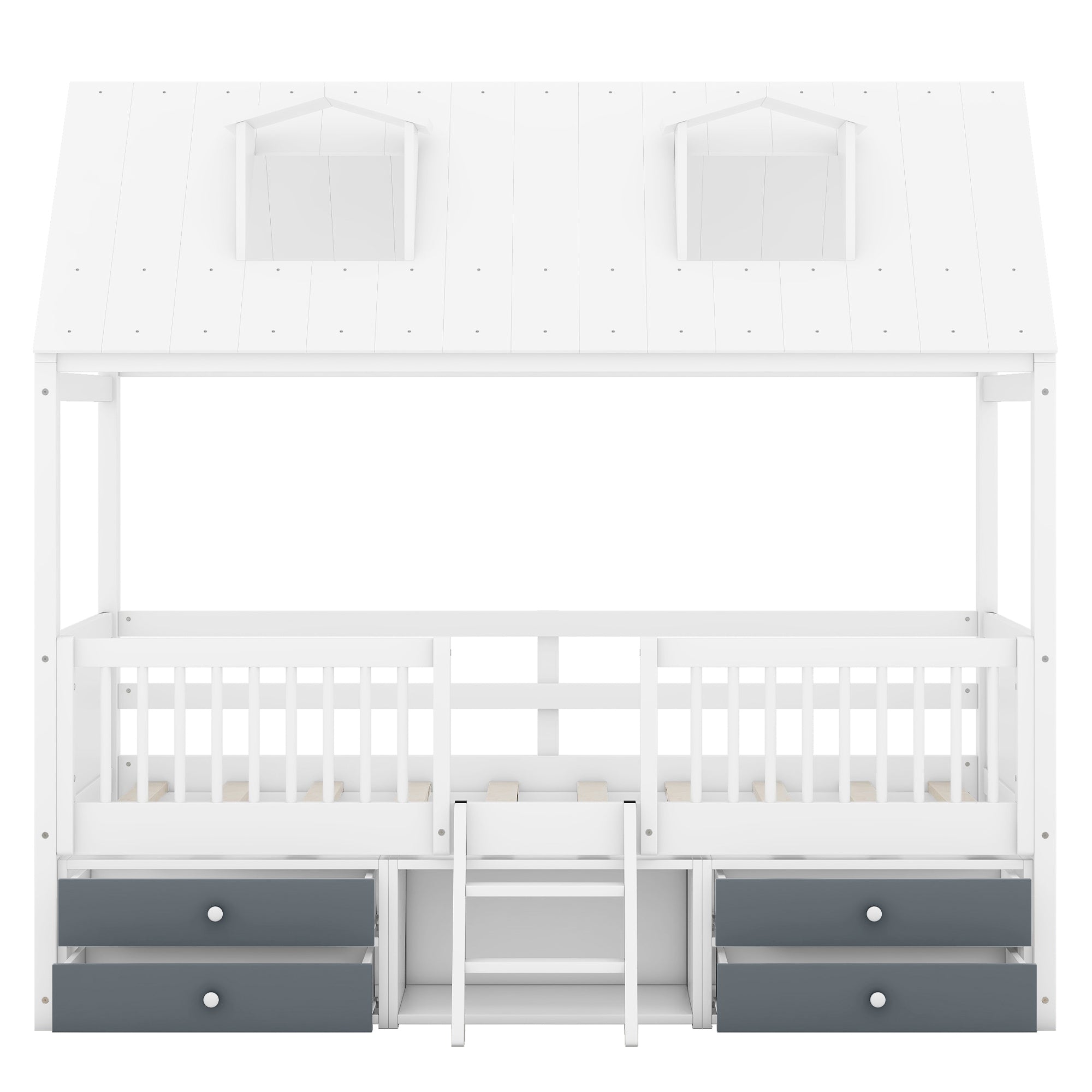 Twin Size Wood Bed House Bed Frame,White