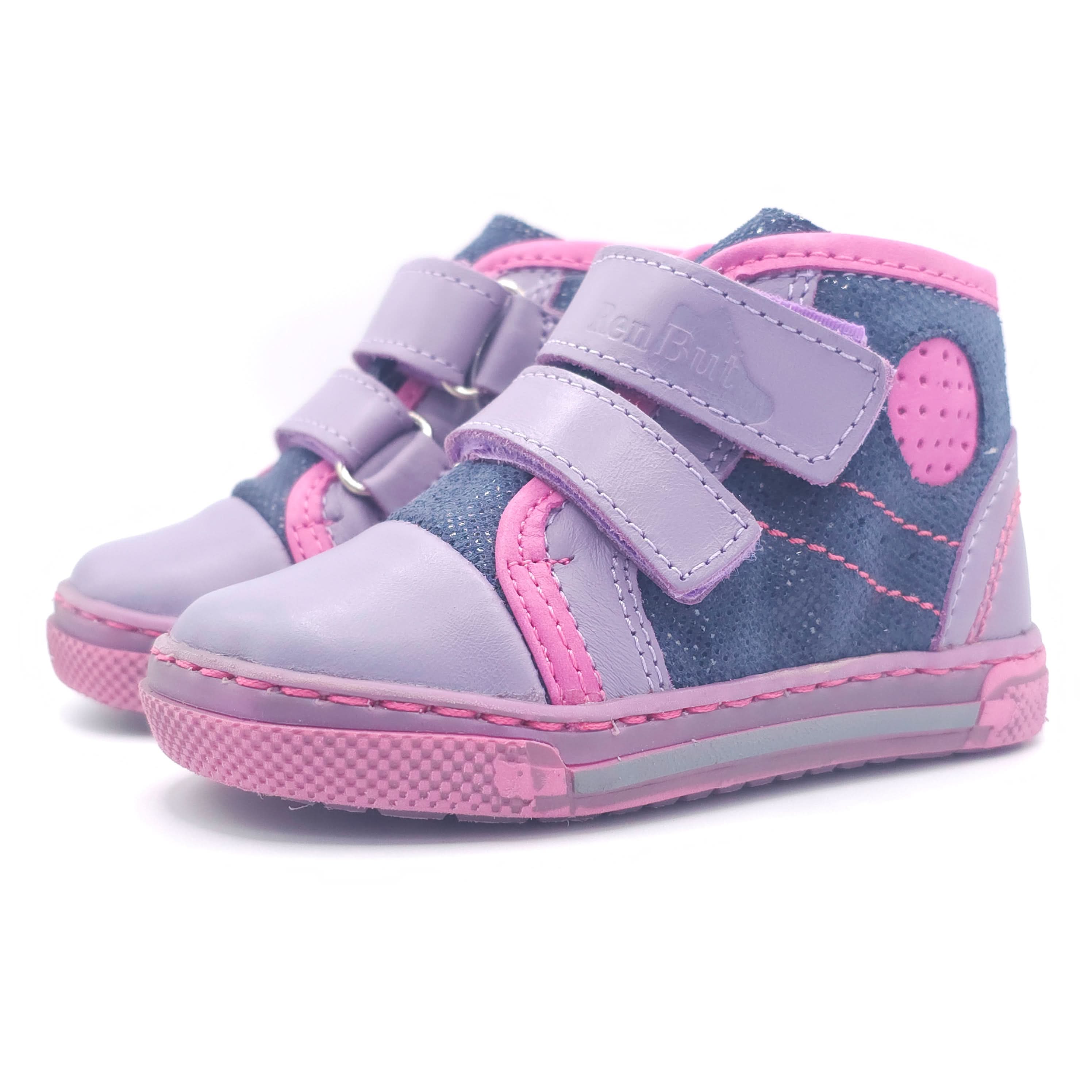 Girls Double Velcro Shoe In Purple