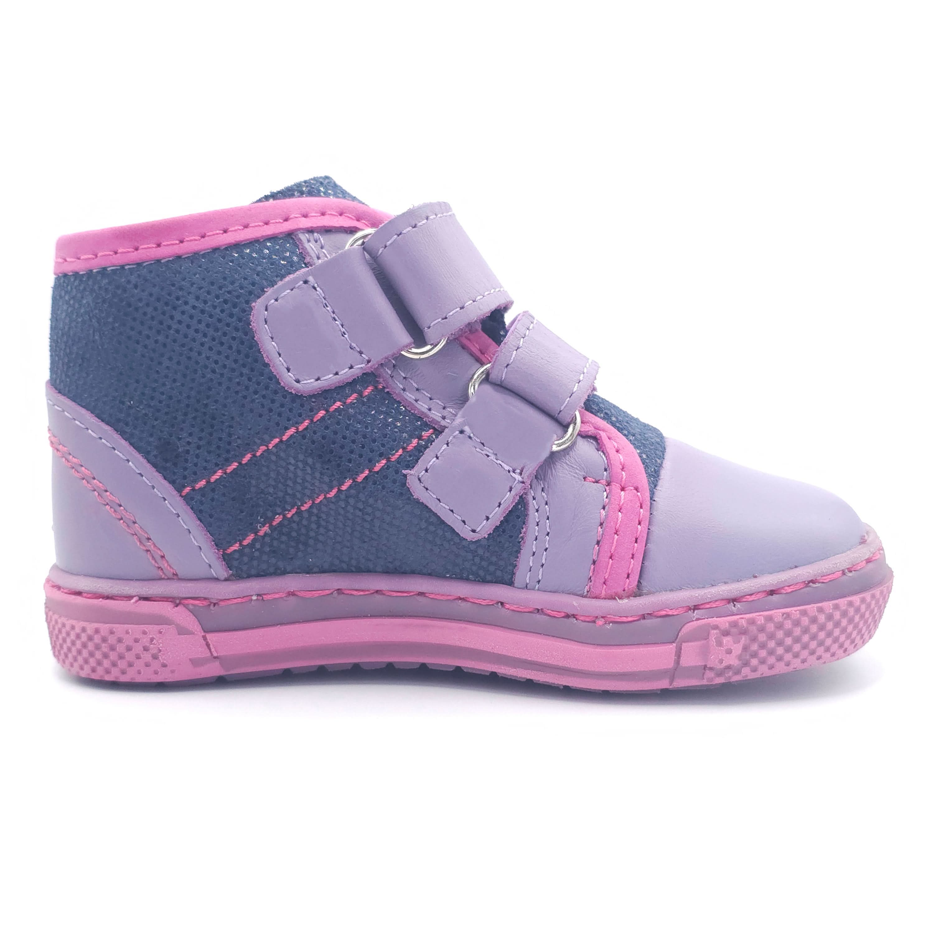 Girls Double Velcro Shoe In Purple