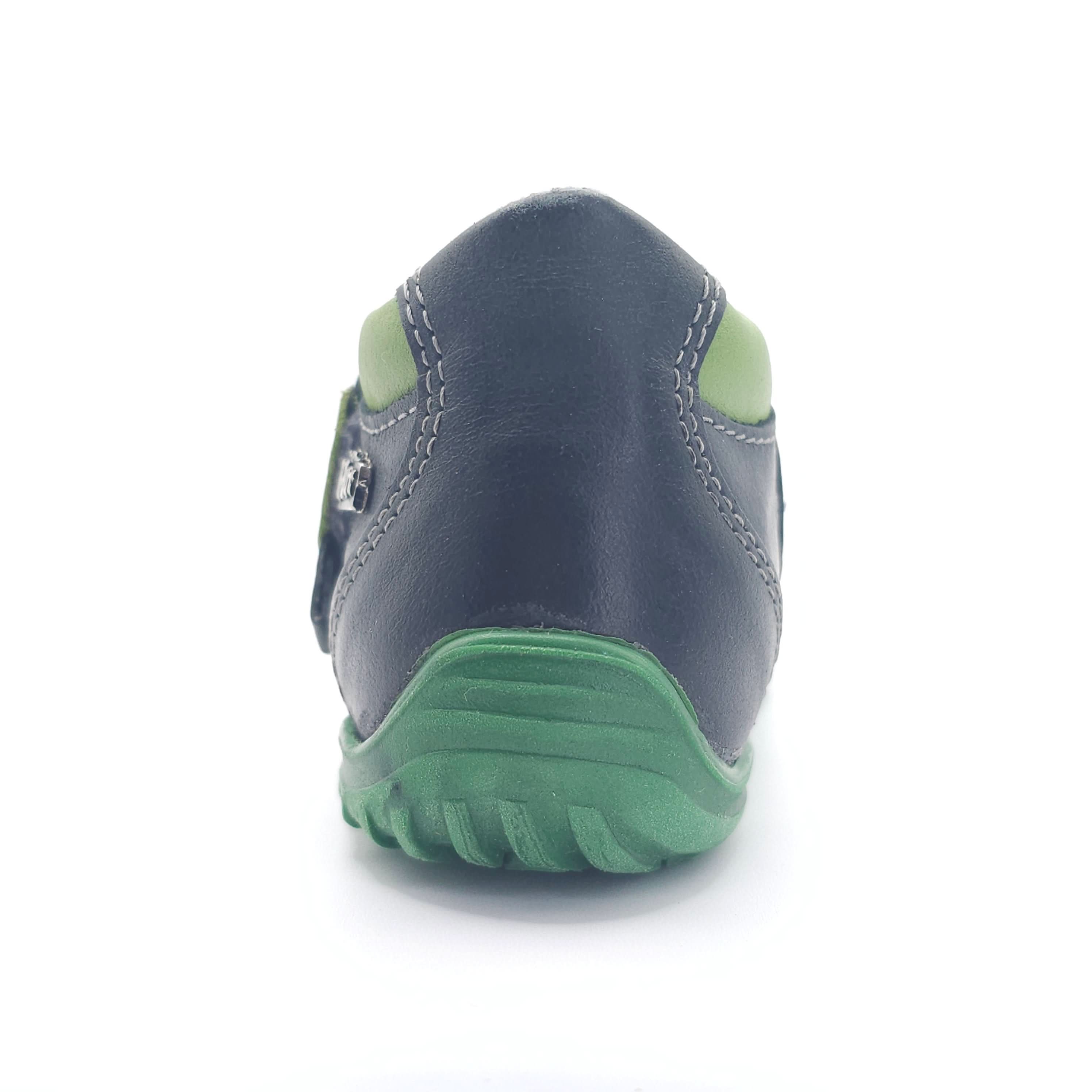 Boys Velcro Shoe In Dark Gray And Green