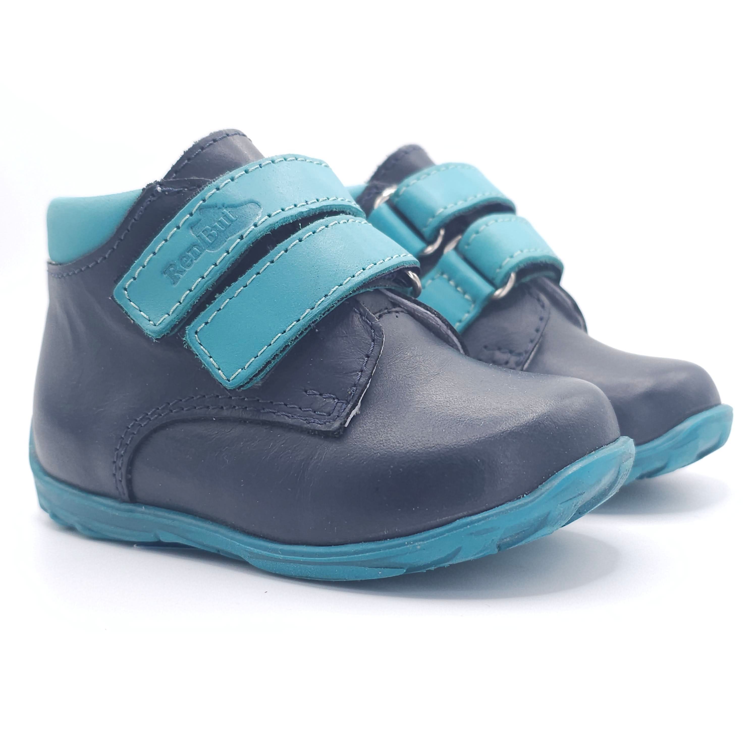 Boys Double Velcro Shoe In Blue And Black