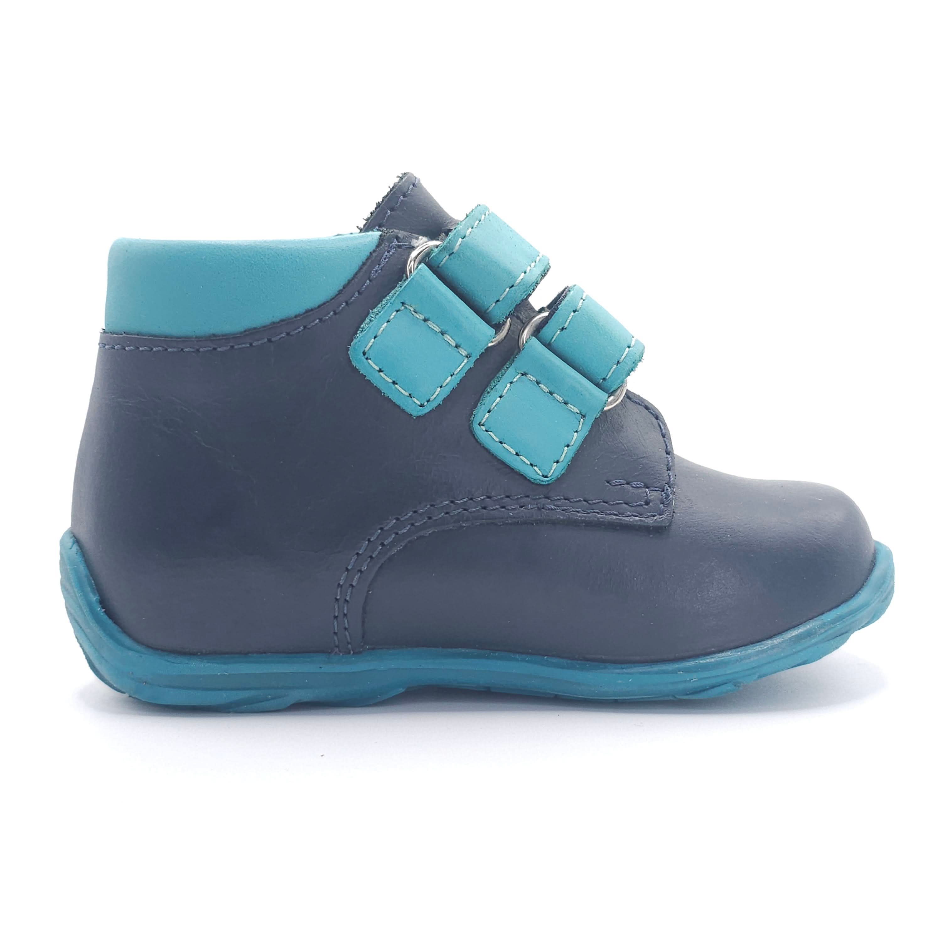 Boys Double Velcro Shoe In Blue And Black