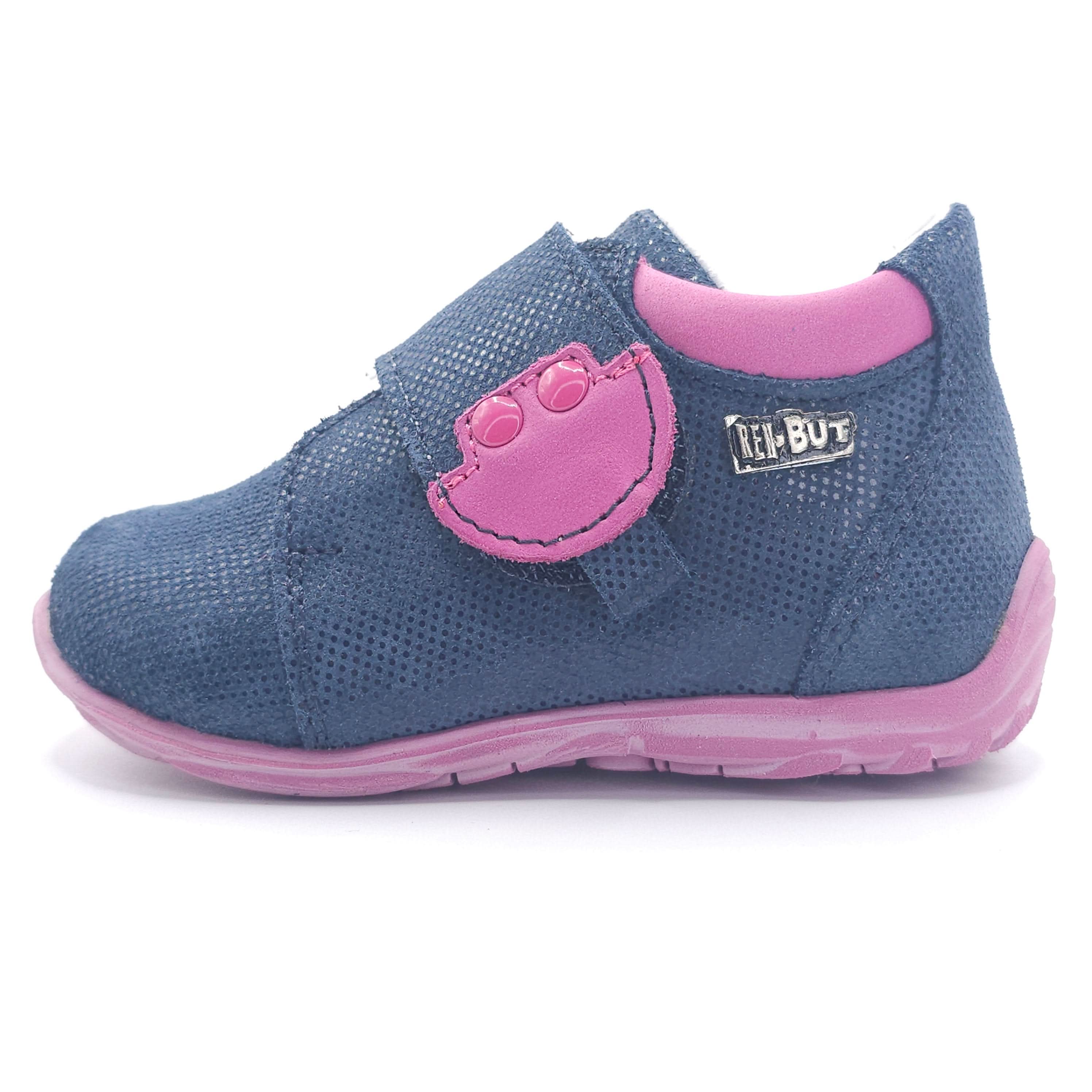 Girls Velcro Shoe In Navy And Pink
