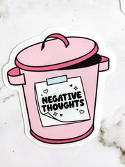Negative Thought Trashcan Sticker