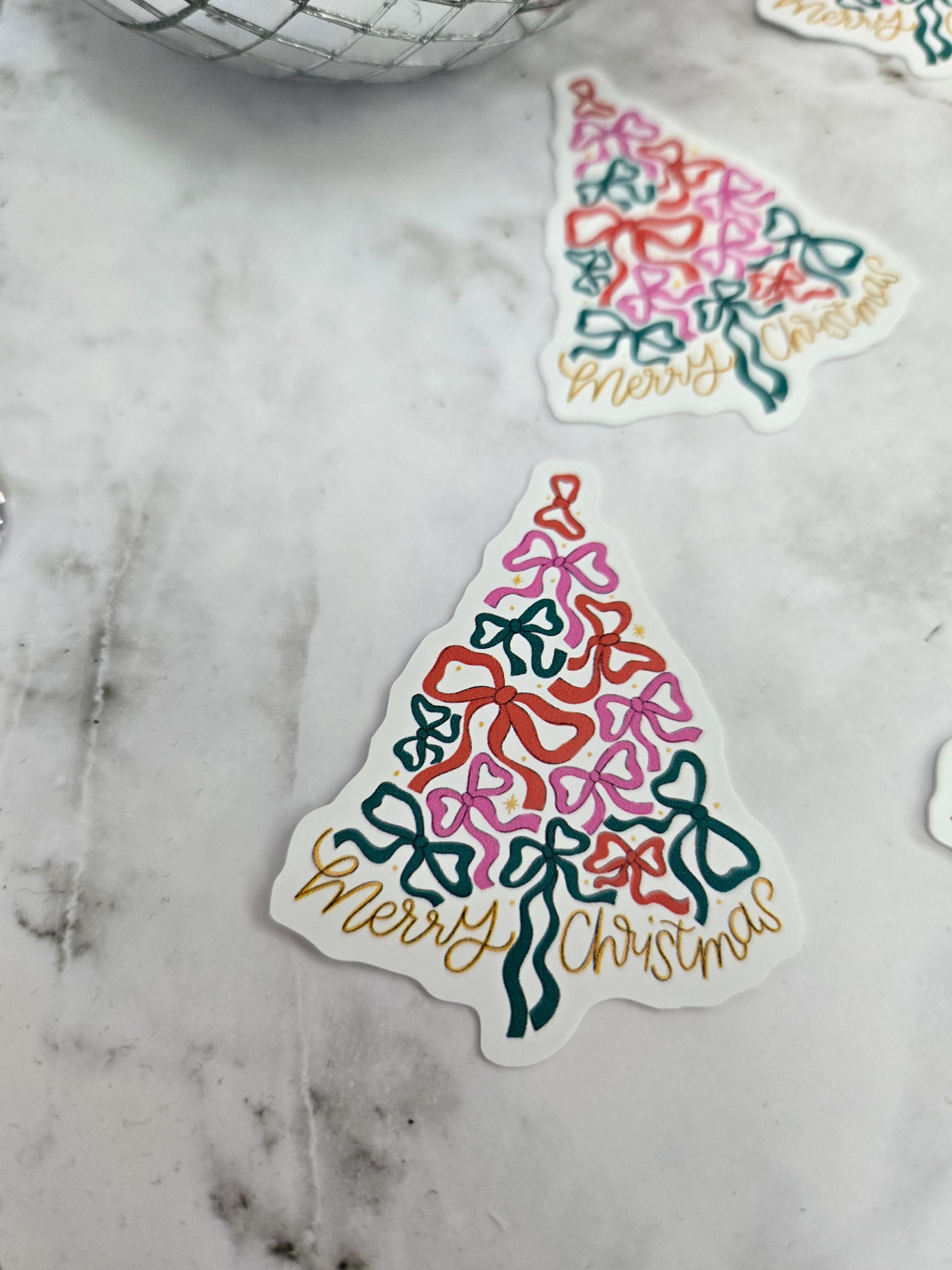 Merry Christmas Bow Tree Sticker