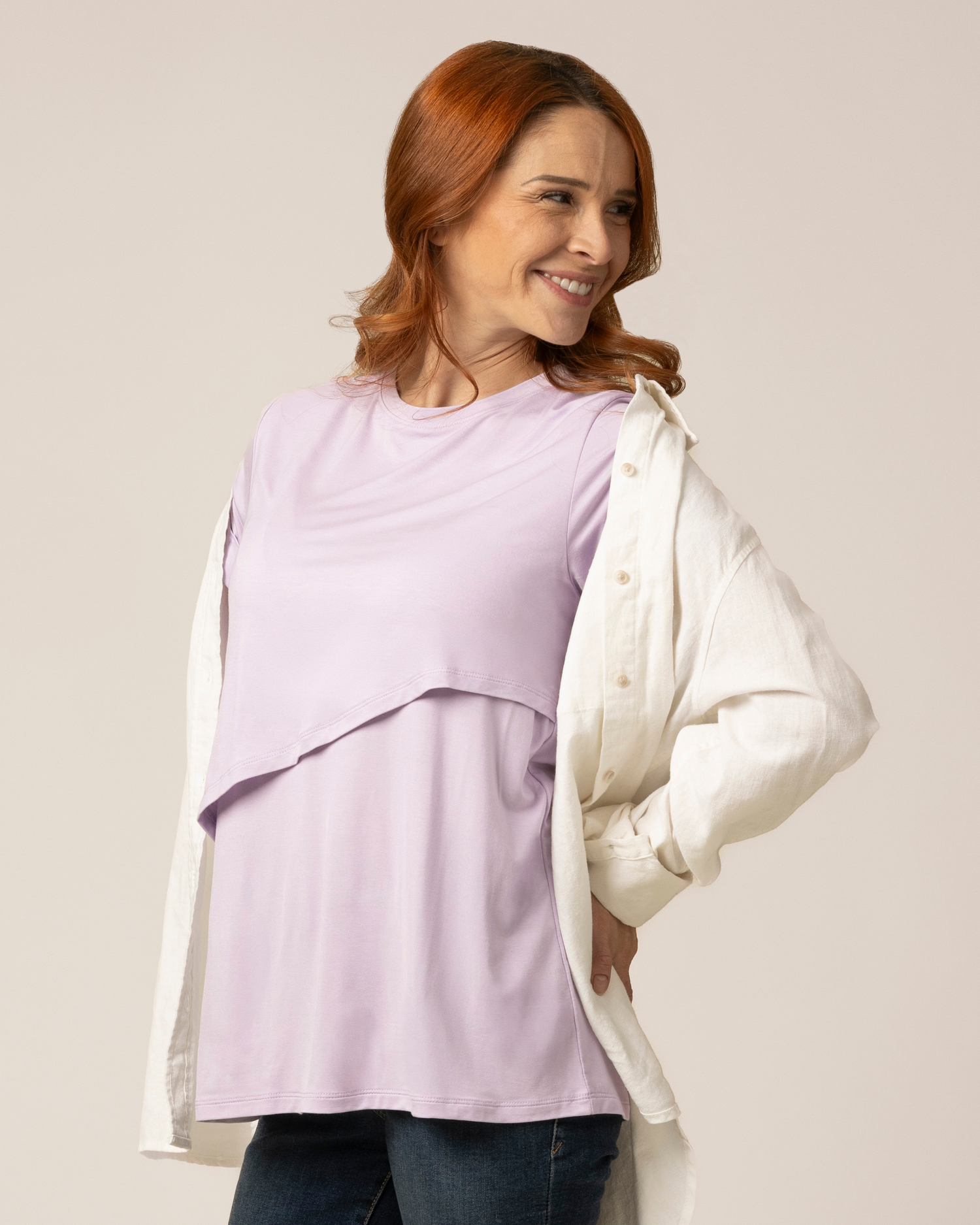 Everyday Asymmetrical Nursing T-shirt | Lavender Mist