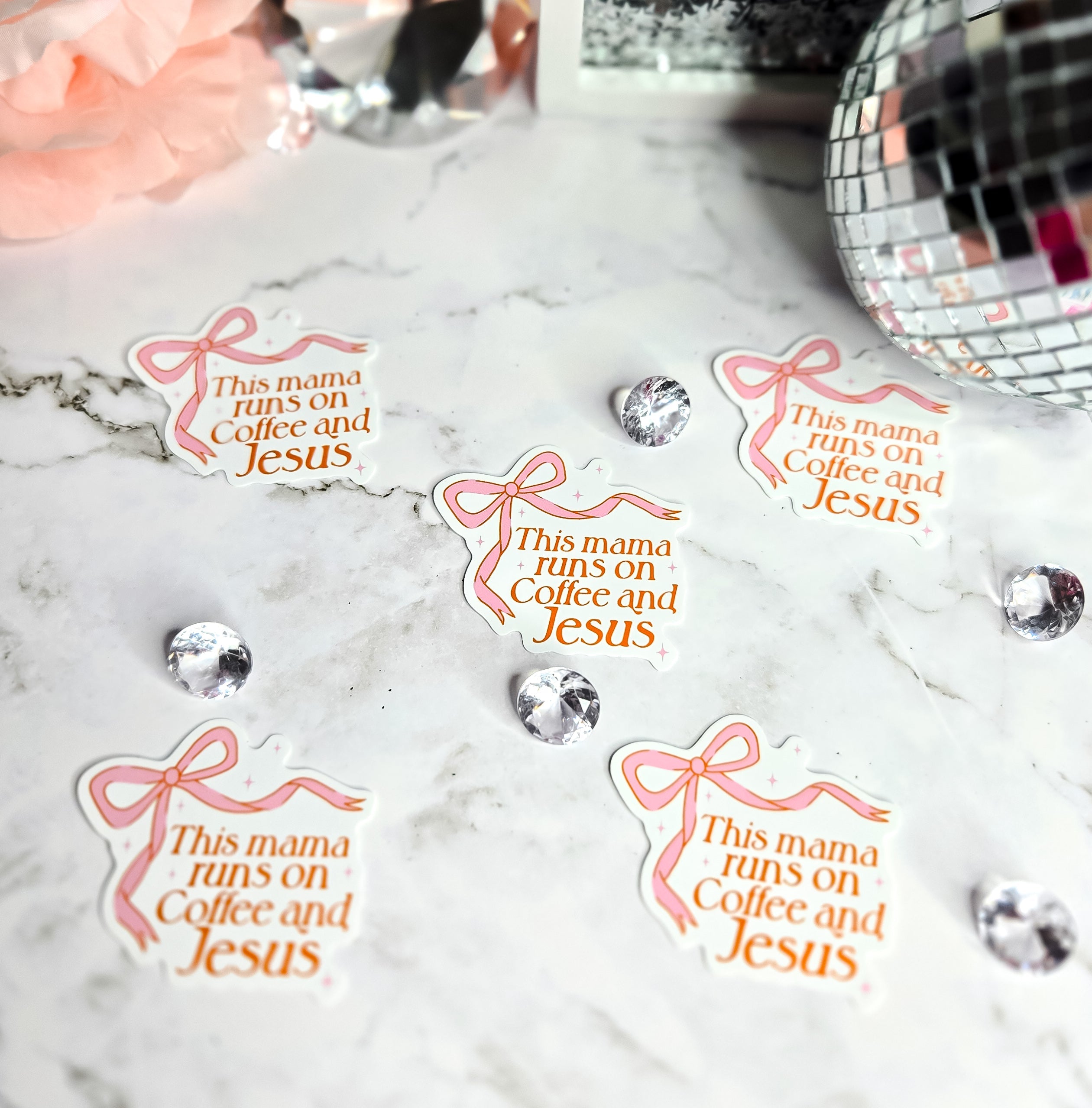 This Mama Runs On Coffee And Jesus Sticker