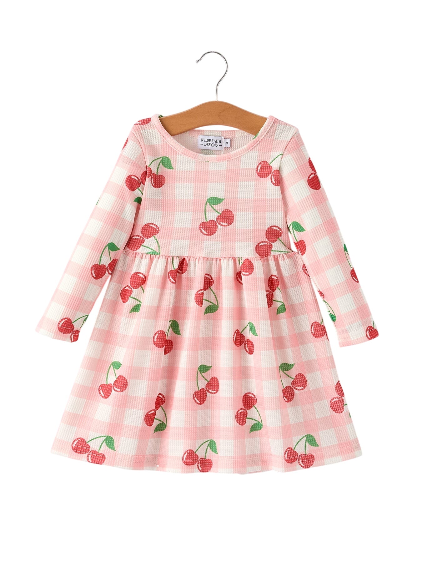 Waffle Cherry Girls Long Sleeve Dress