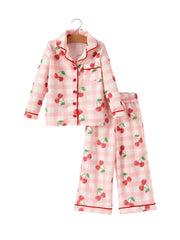 Waffle Cherry Girls Long Sleeve Set