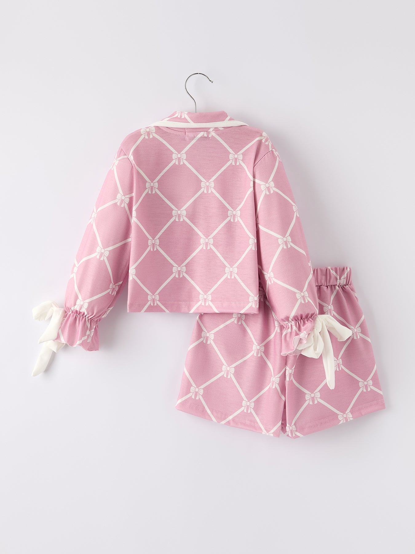 Autumn Check Bow Girls Lapel Pajamas