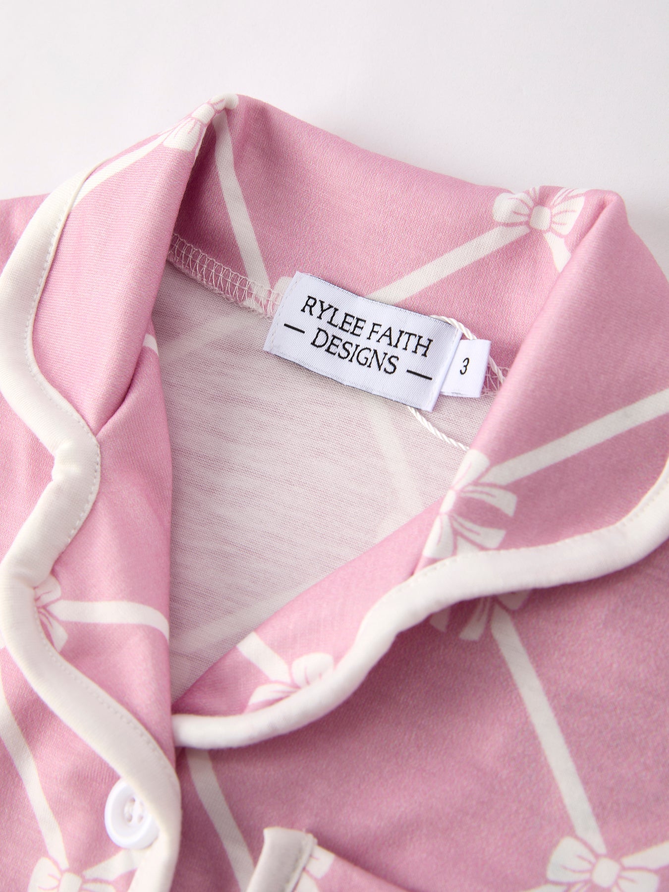 Autumn Check Bow Girls Lapel Pajamas