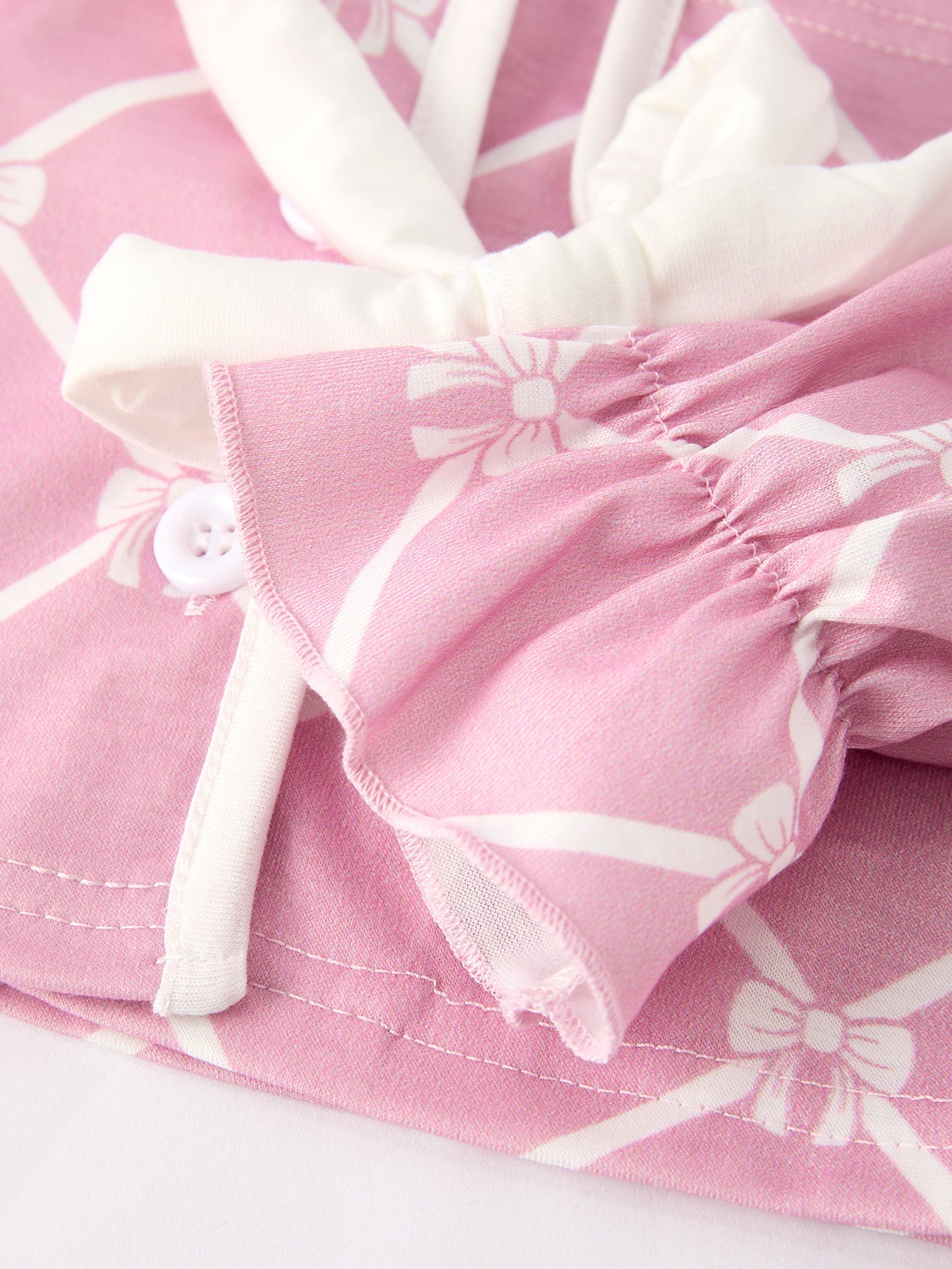 Autumn Check Bow Girls Lapel Pajamas