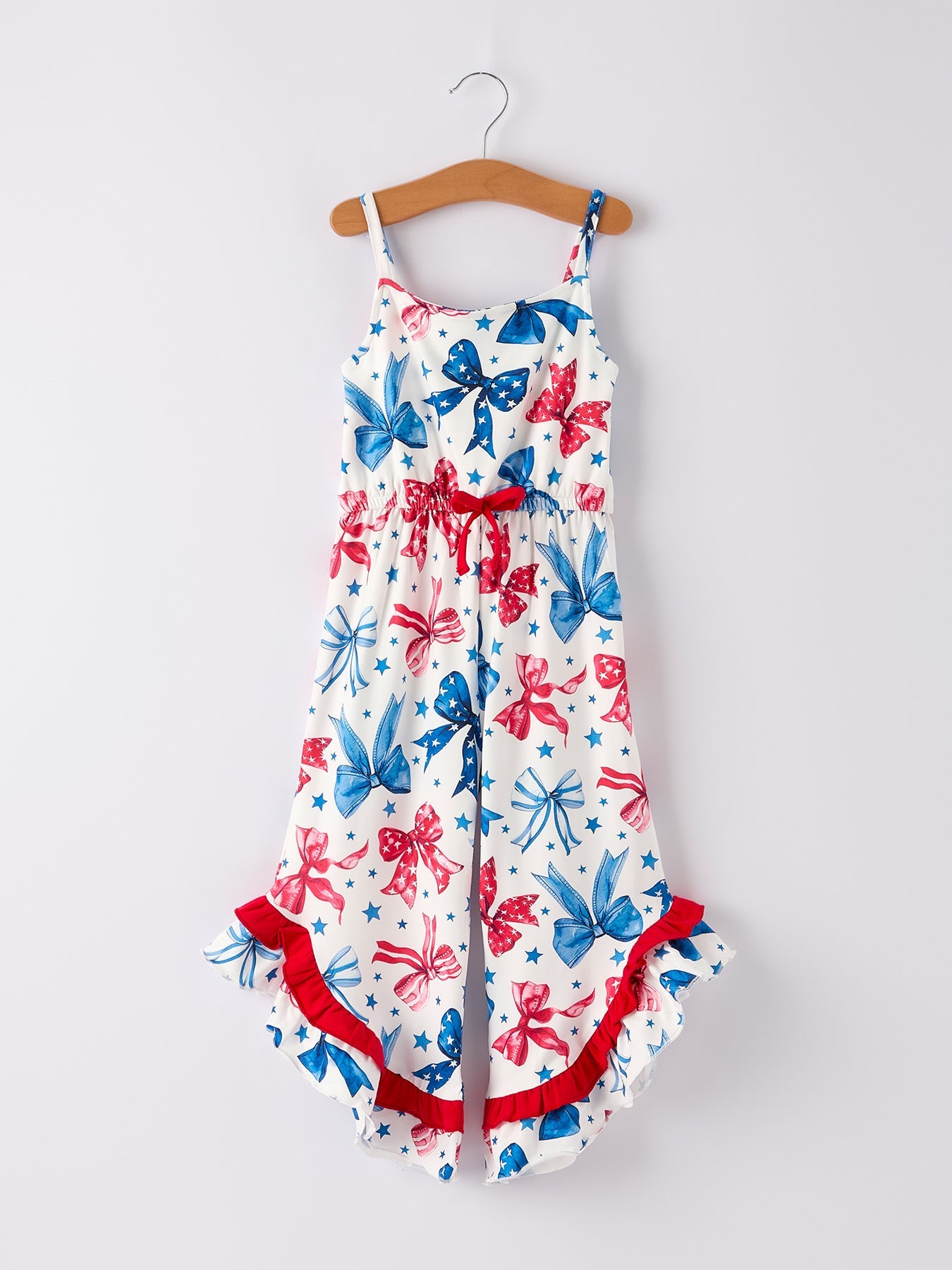 4th Of July Bow Print Jumpsuit