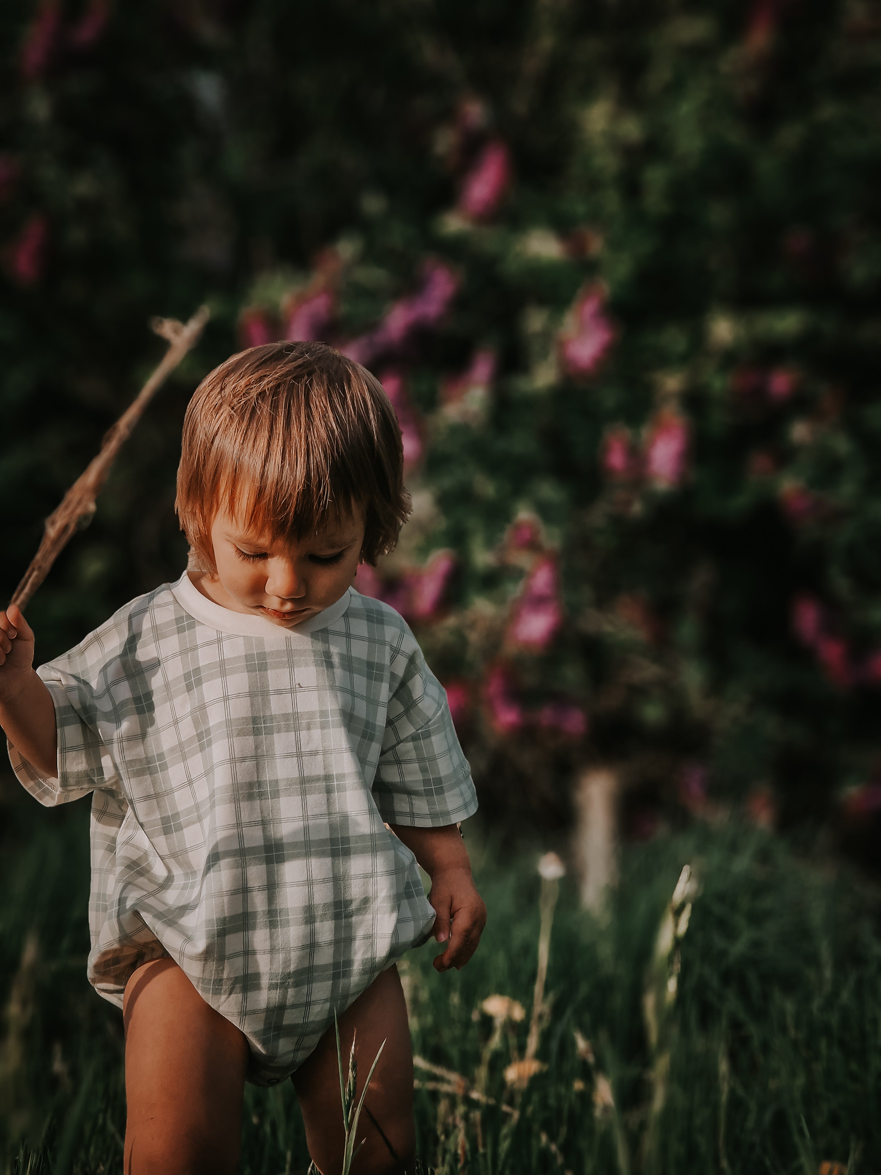 Bubble Romper | Organic Cotton Jersey - Fern Plaid