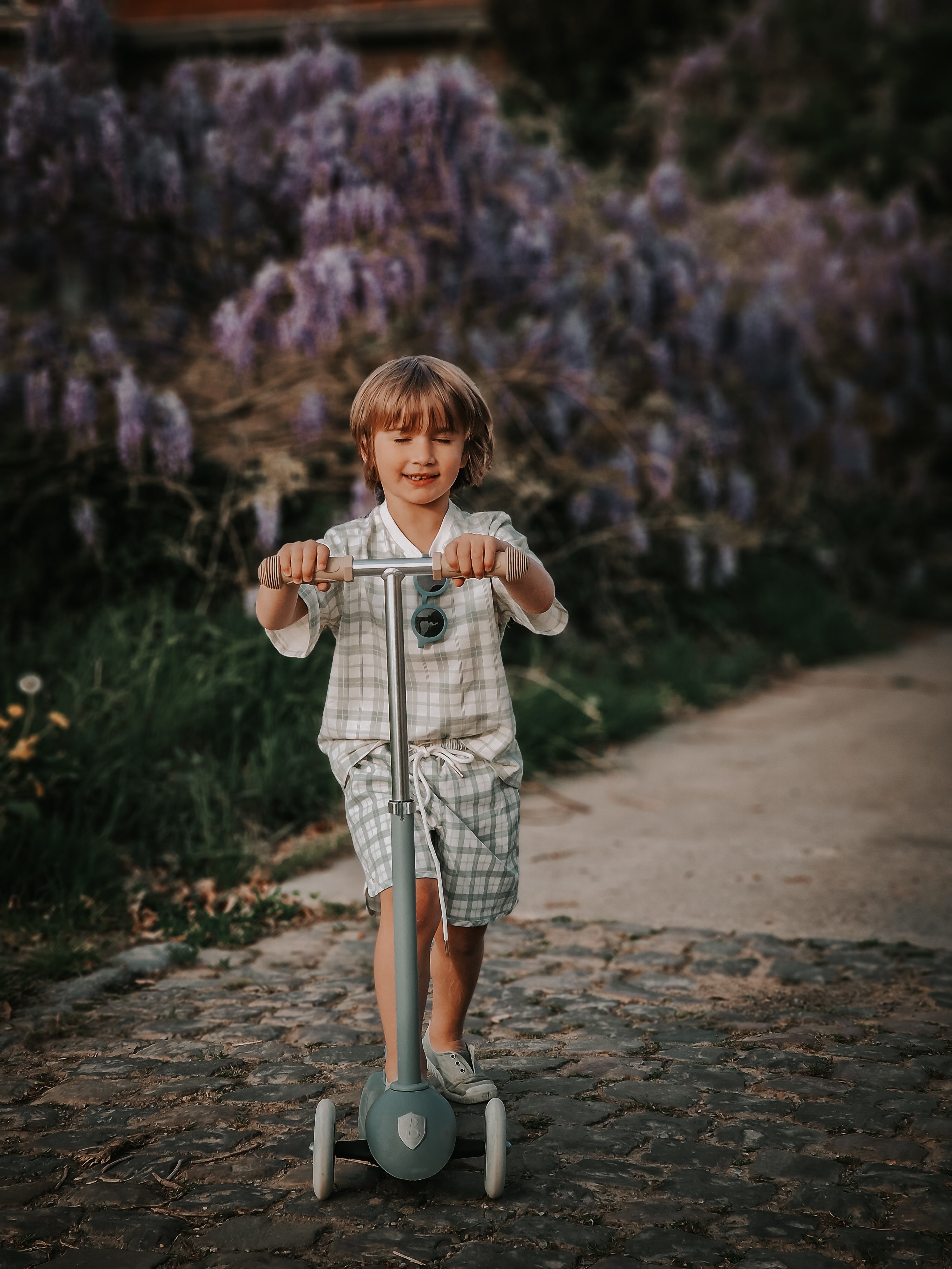 Oversized T-shirt | Organic Cotton Jersey - Fern Plaid