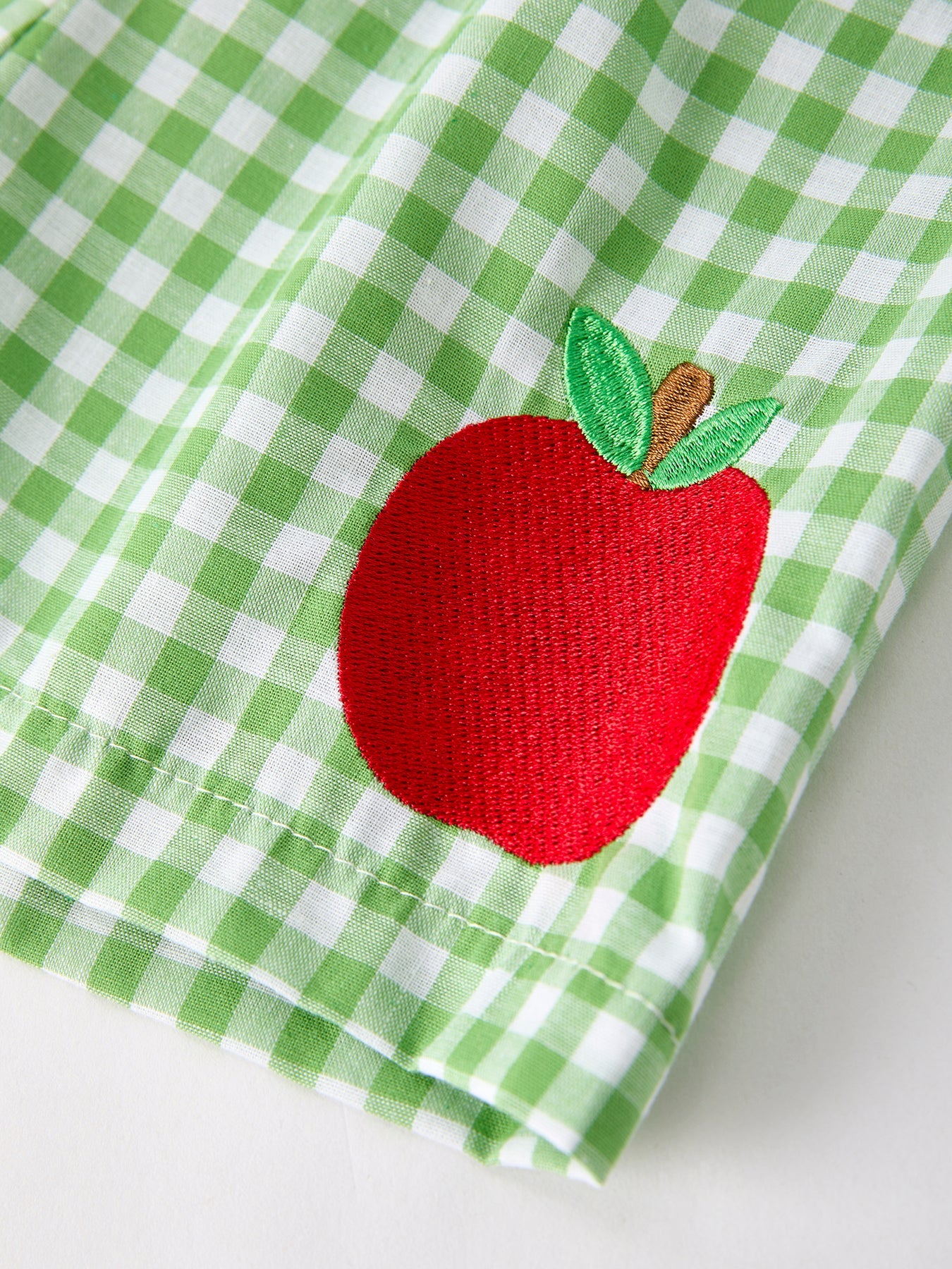 Boys Back To School Smock Embroidered Top+ Plaid Shorts