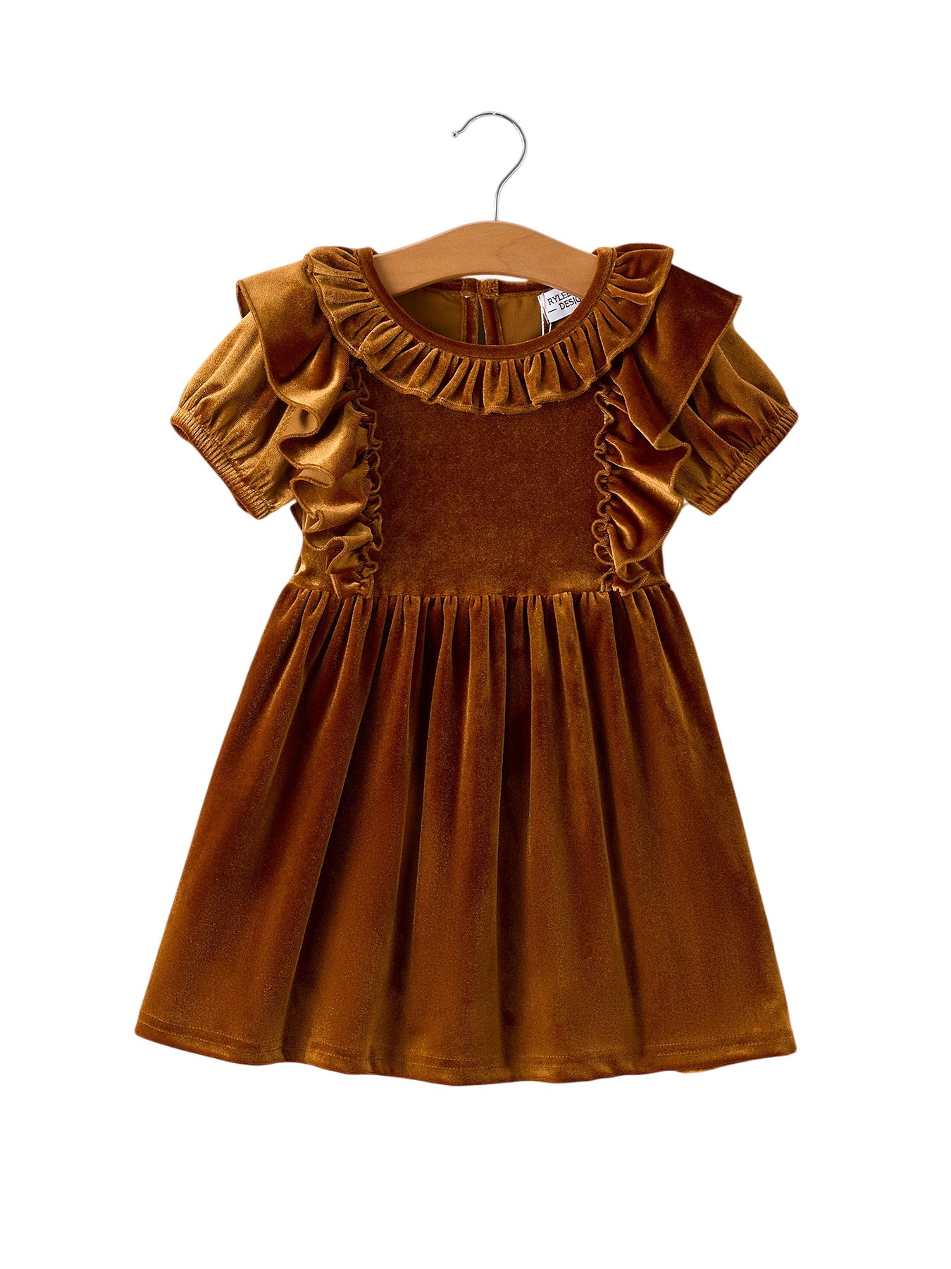 Autumn Brown Velvet Girls Dress