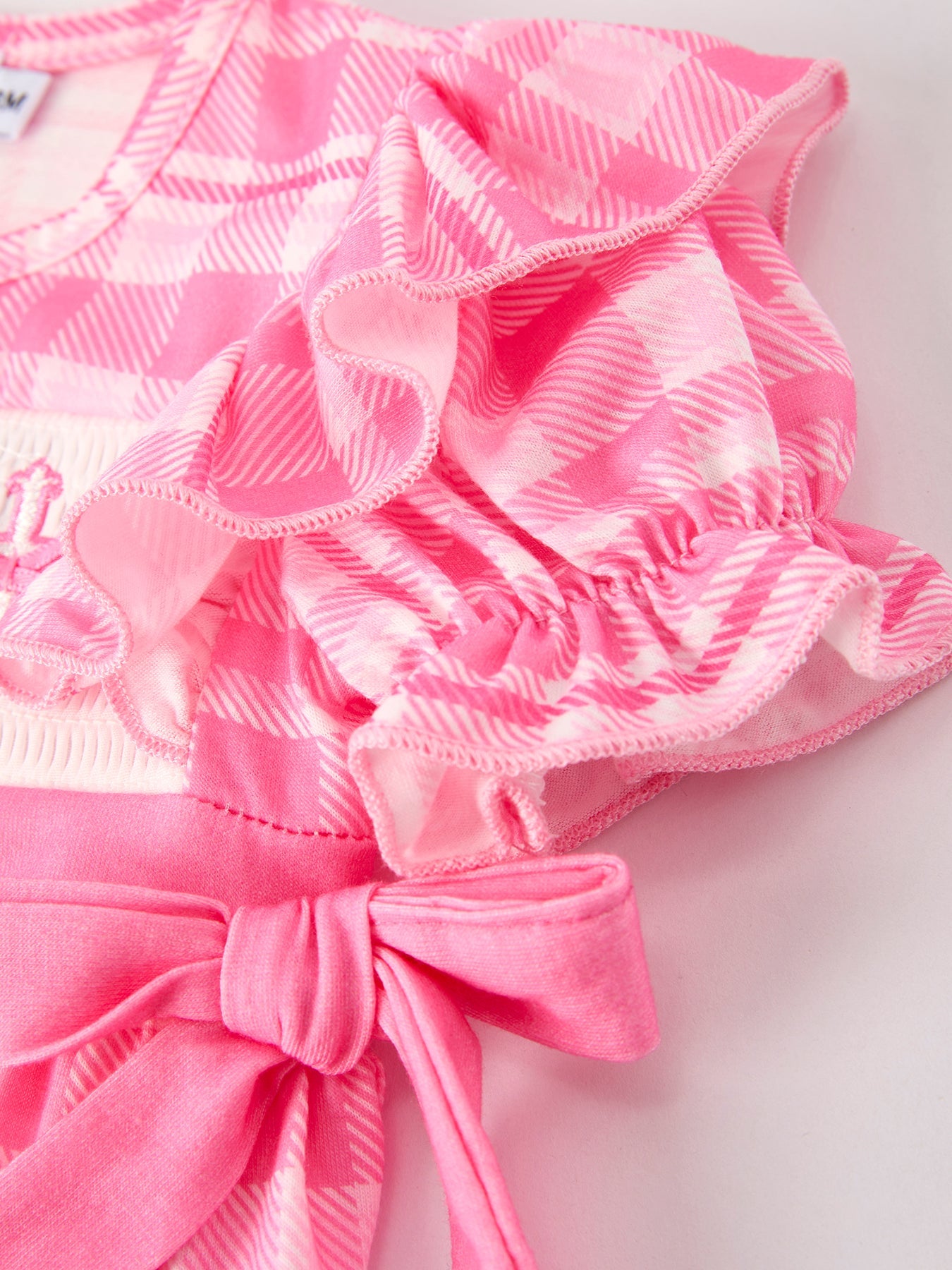 Pink Plaid Smocked Church Christ Bishop Christening Romper