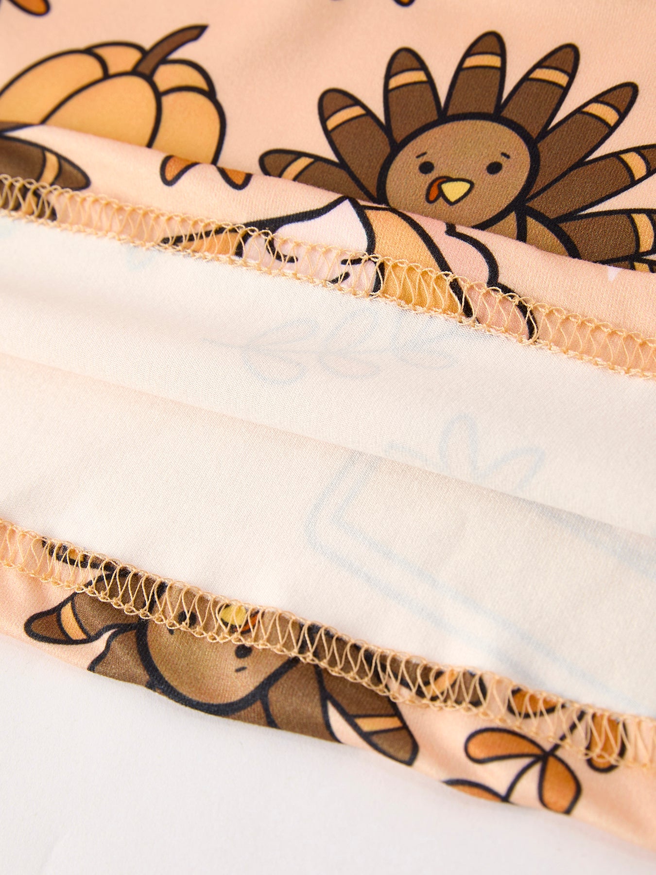 Thanksgiving Day Turkey Pie Print Ruffle Sleeve Fun Dress