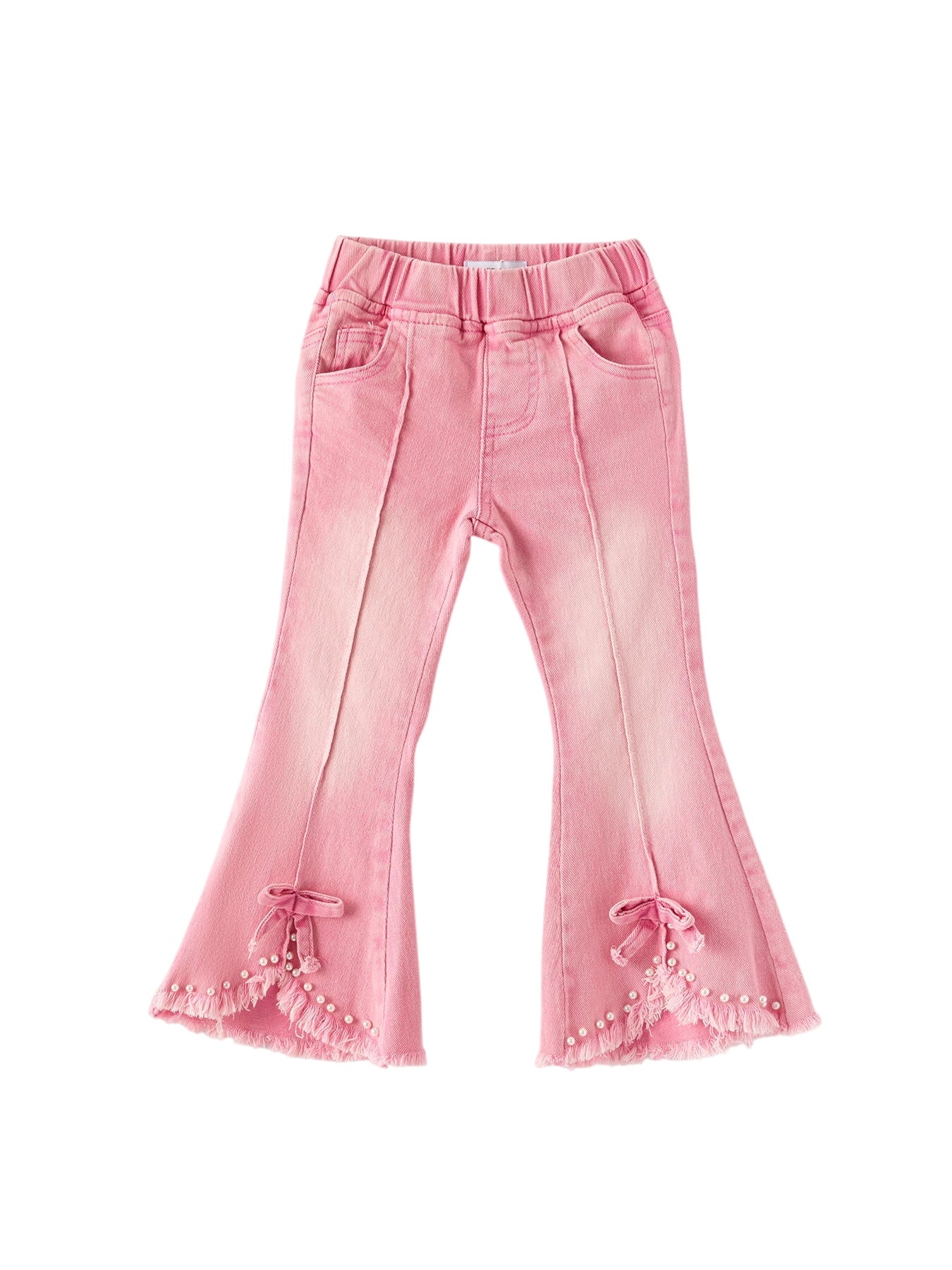 Pink Flared Elastic Jeans