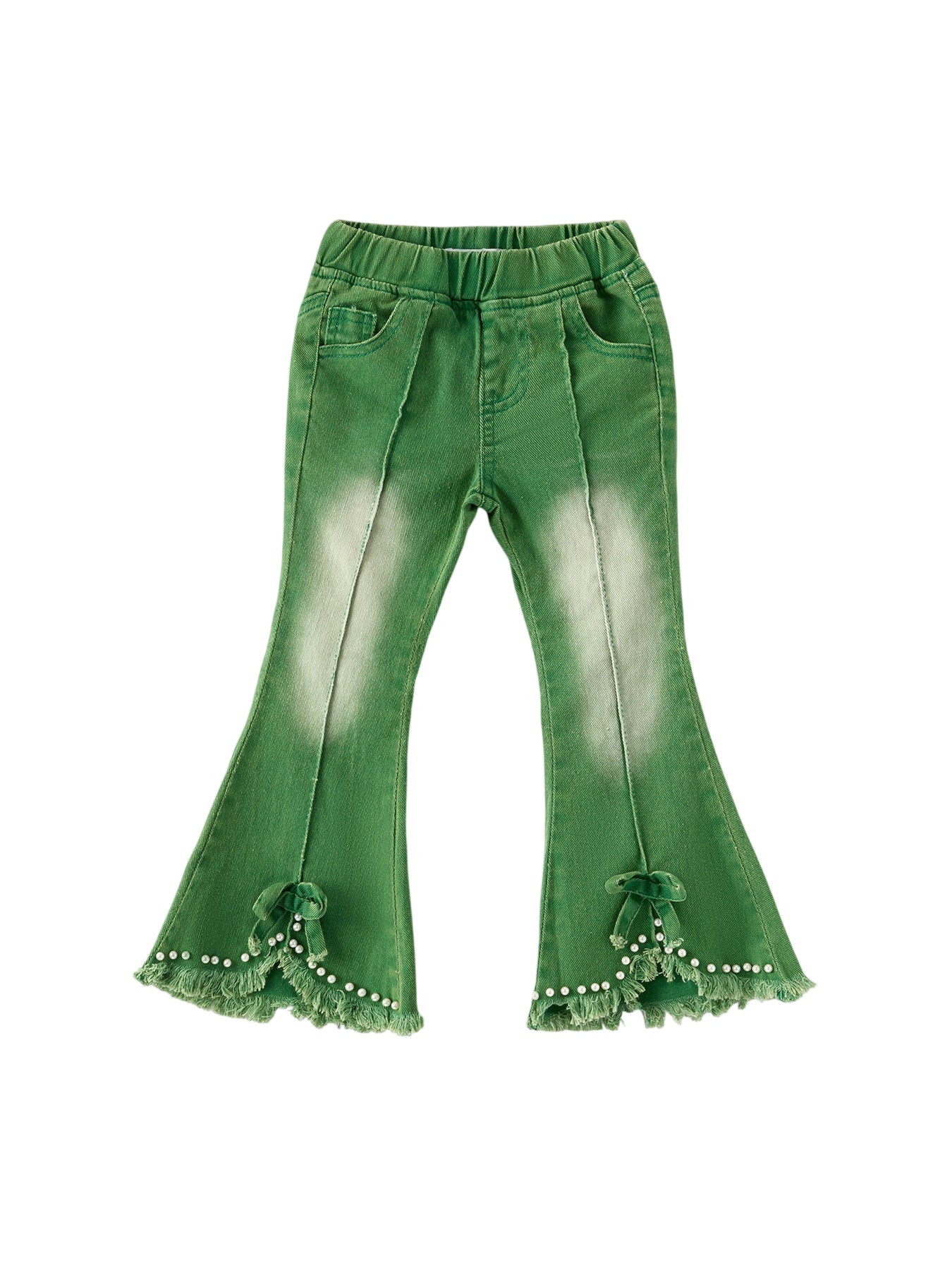 Green Flared Elastic Jeans