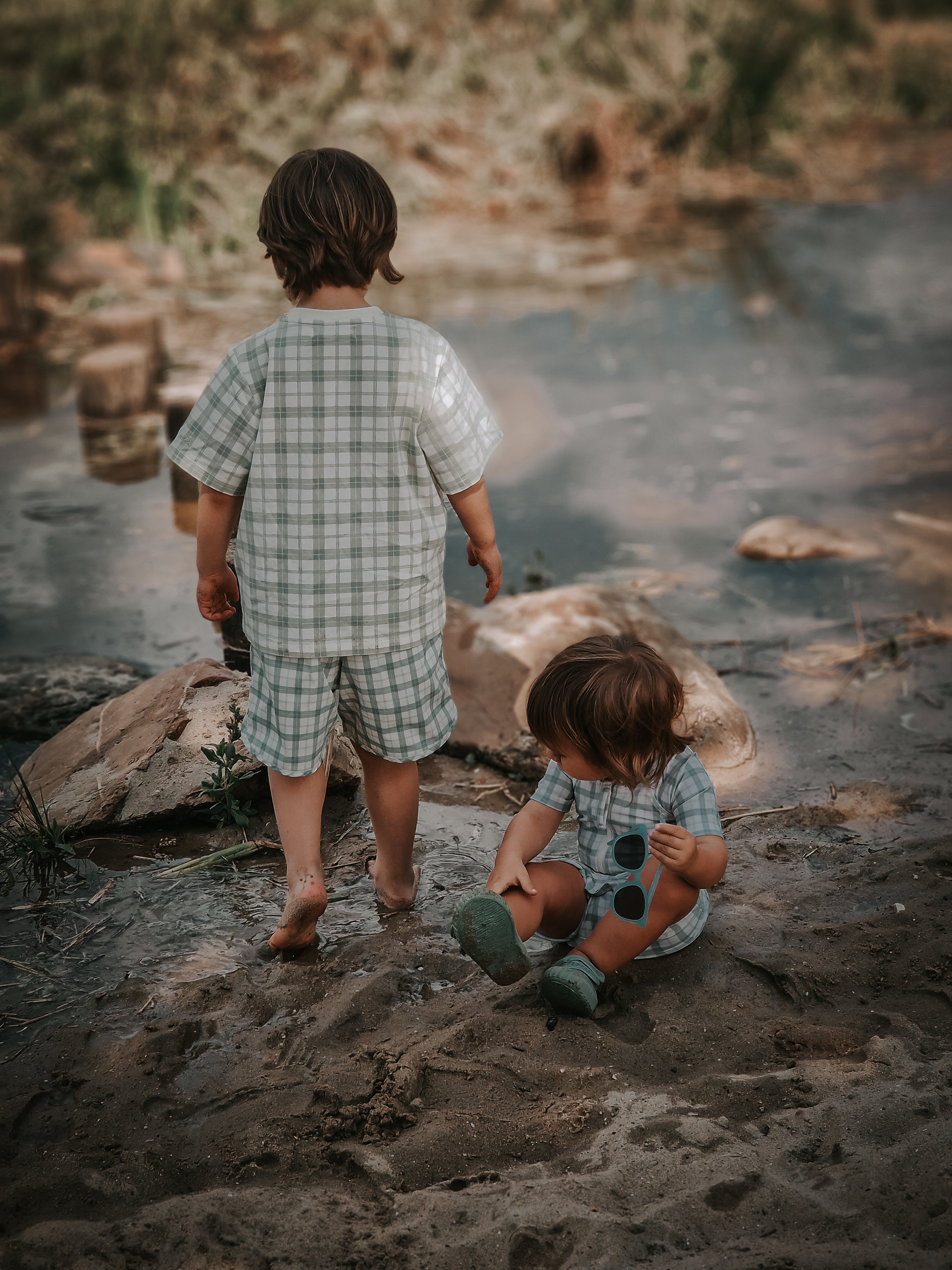 Oversized T-shirt | Organic Cotton Jersey - Fern Plaid